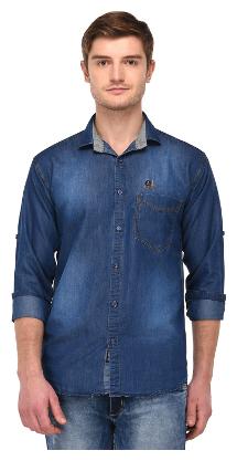 

VOXATI Men Blue Faded Regular Fit Casual Shirt