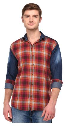 

VOXATI Men Red Checked Regular Fit Casual Shirt