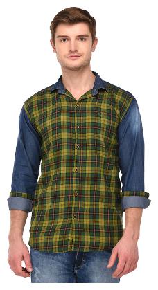 

VOXATI Men Green Checked Regular Fit Casual Shirt