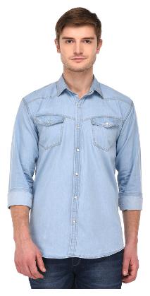 

VOXATI Men Blue Faded Regular Fit Casual Shirt