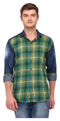 

VOXATI Men Green Checked Regular Fit Casual Shirt