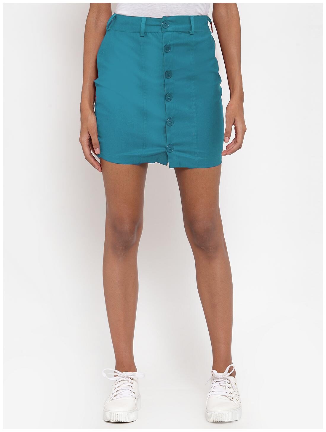 

VOXATI Solid Pencil skirt Midi Skirt - Blue