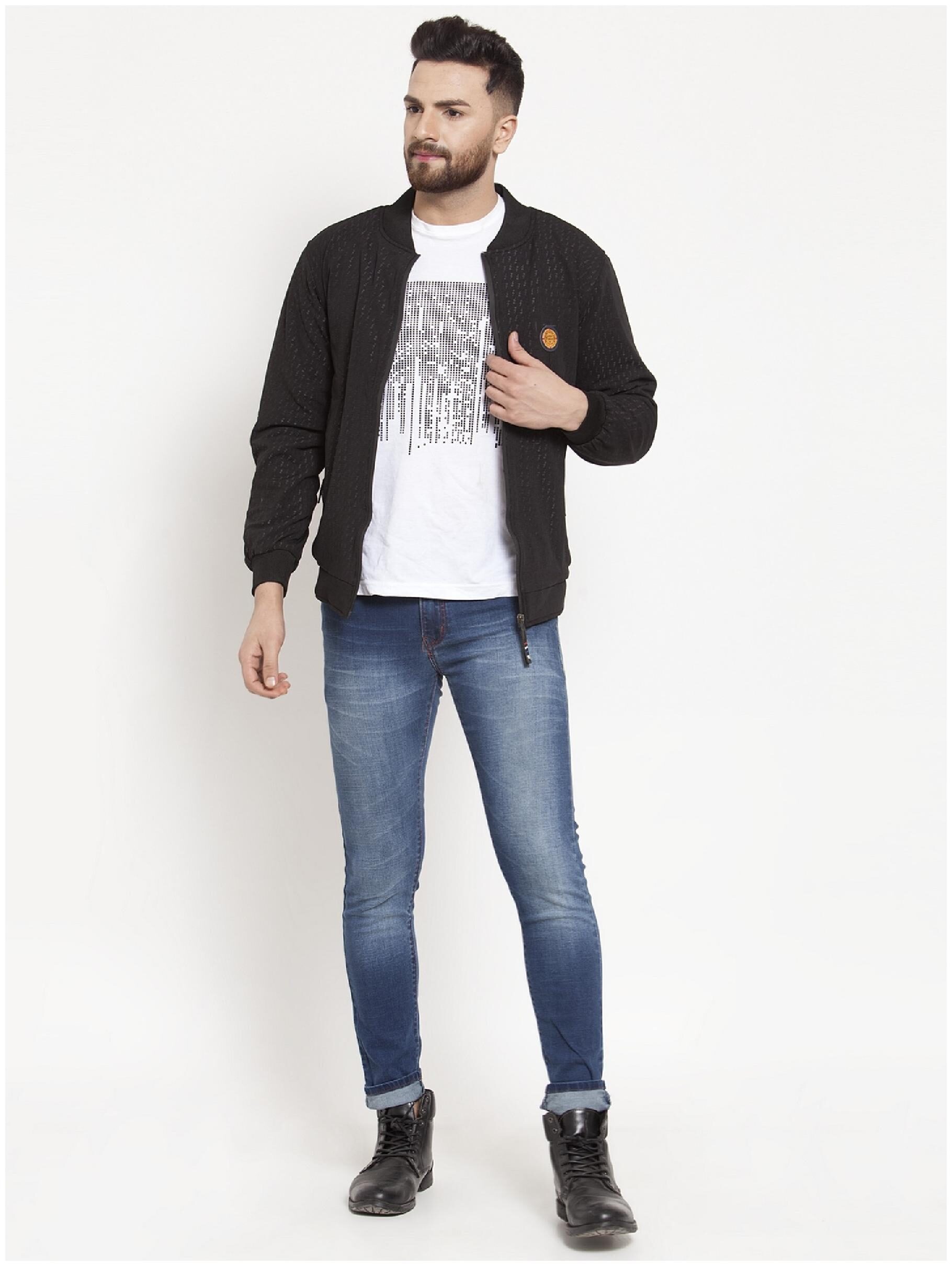 

VOXATI Men Blended Parka Jacket -Black