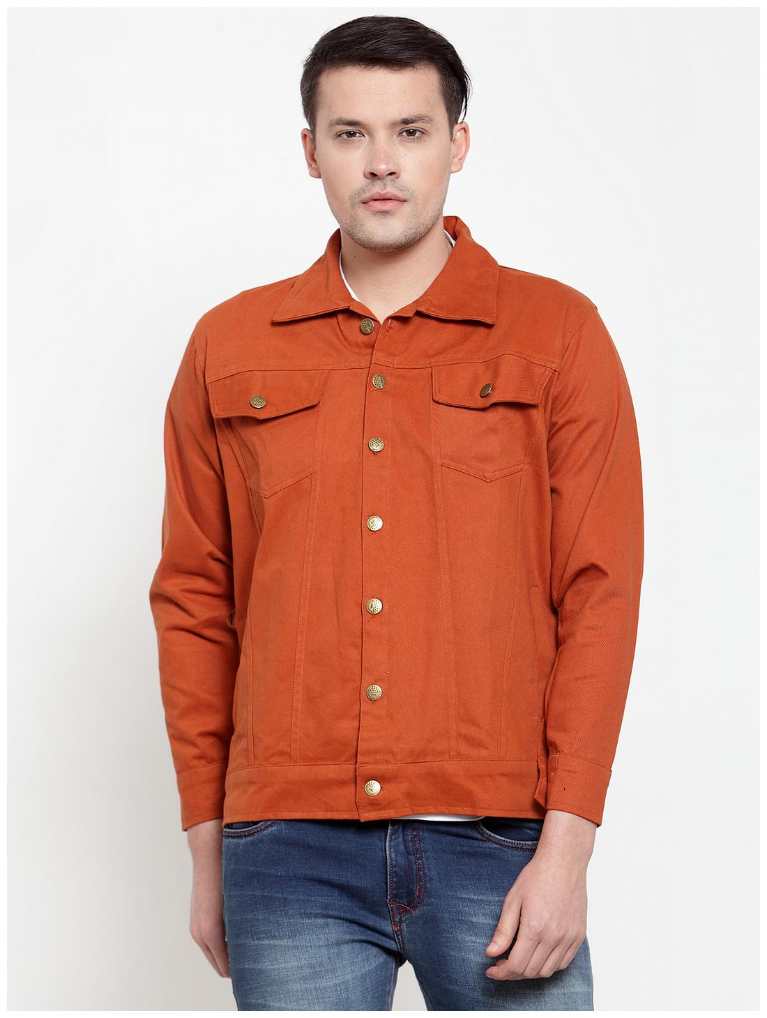 

VOXATI Men Orange Solid Denim jacket