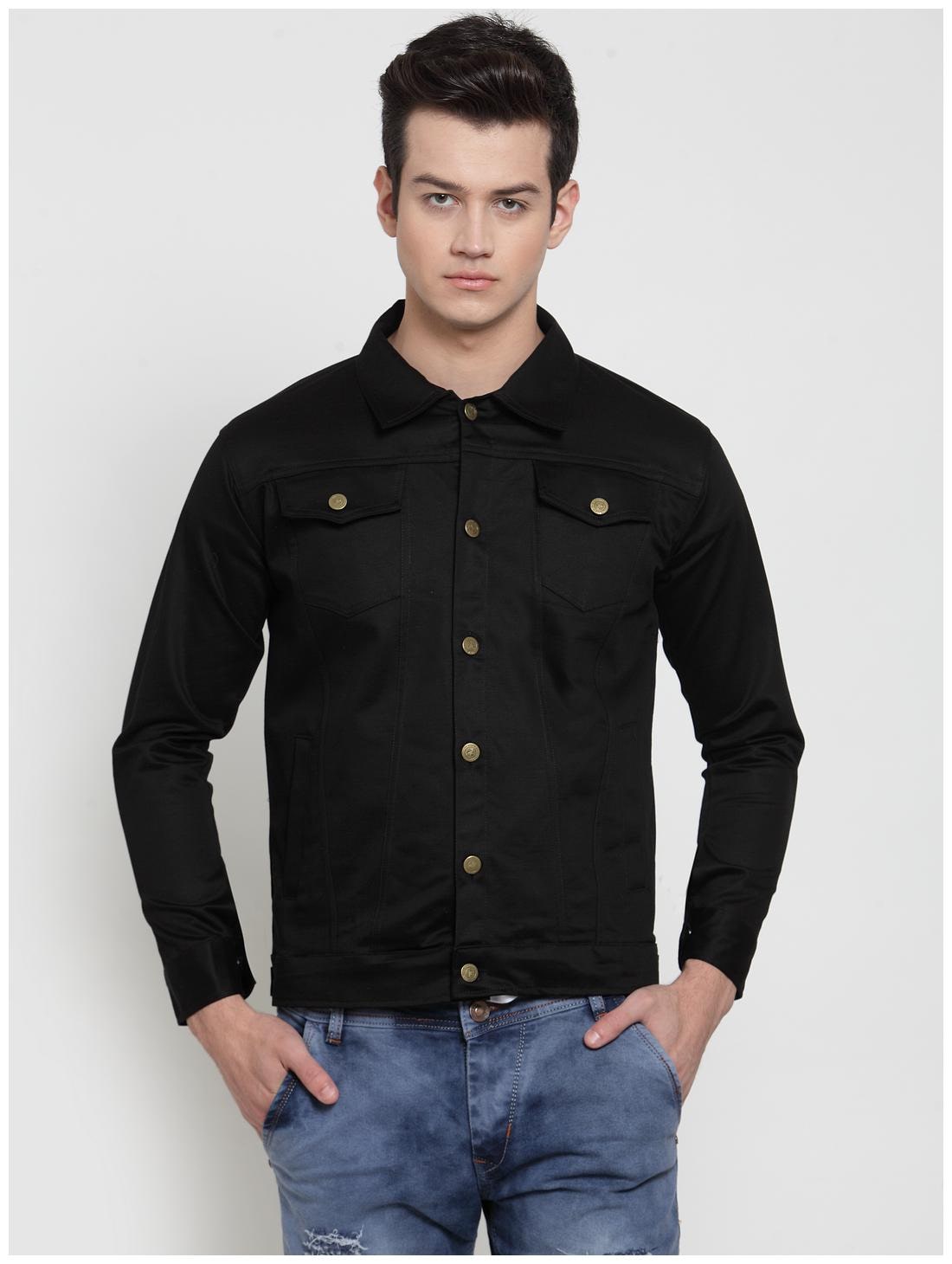 

VOXATI Men Black Solid Denim jacket