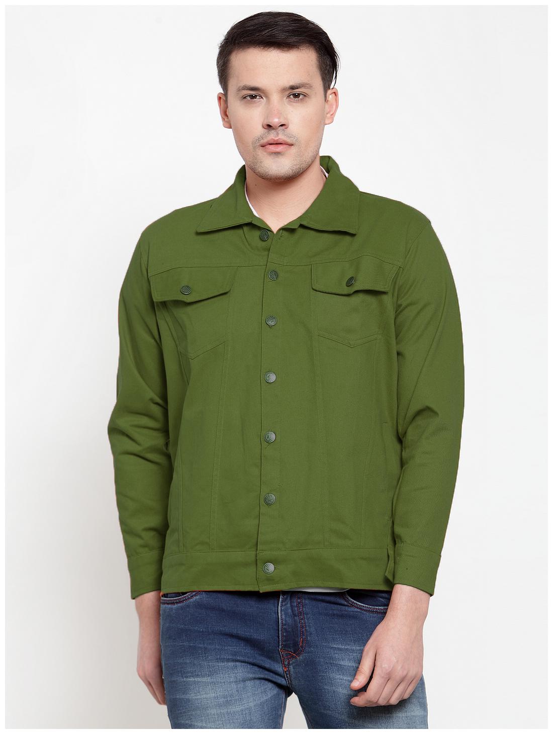 

VOXATI Men Green Solid Denim jacket