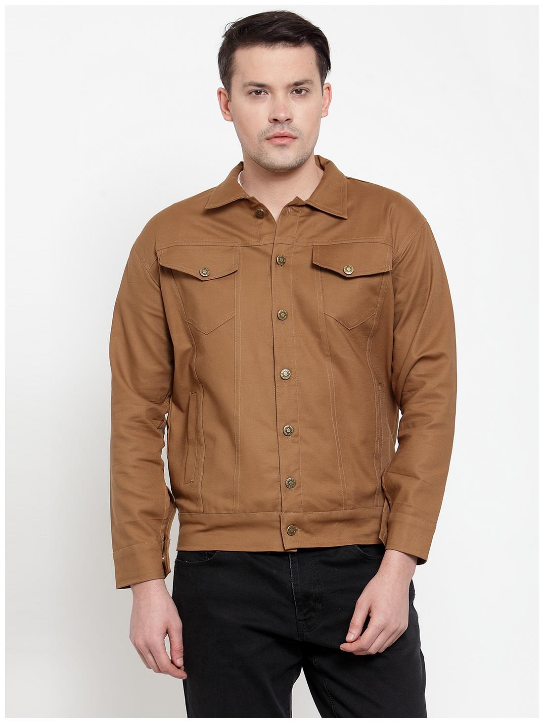

VOXATI Men Brown Solid Denim jacket