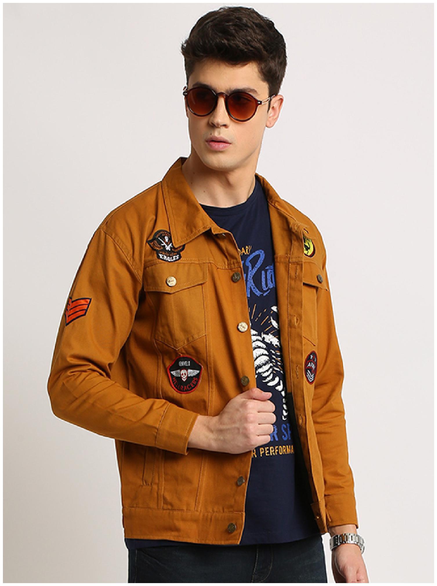 

VOXATI Men Beige Solid Denim jacket