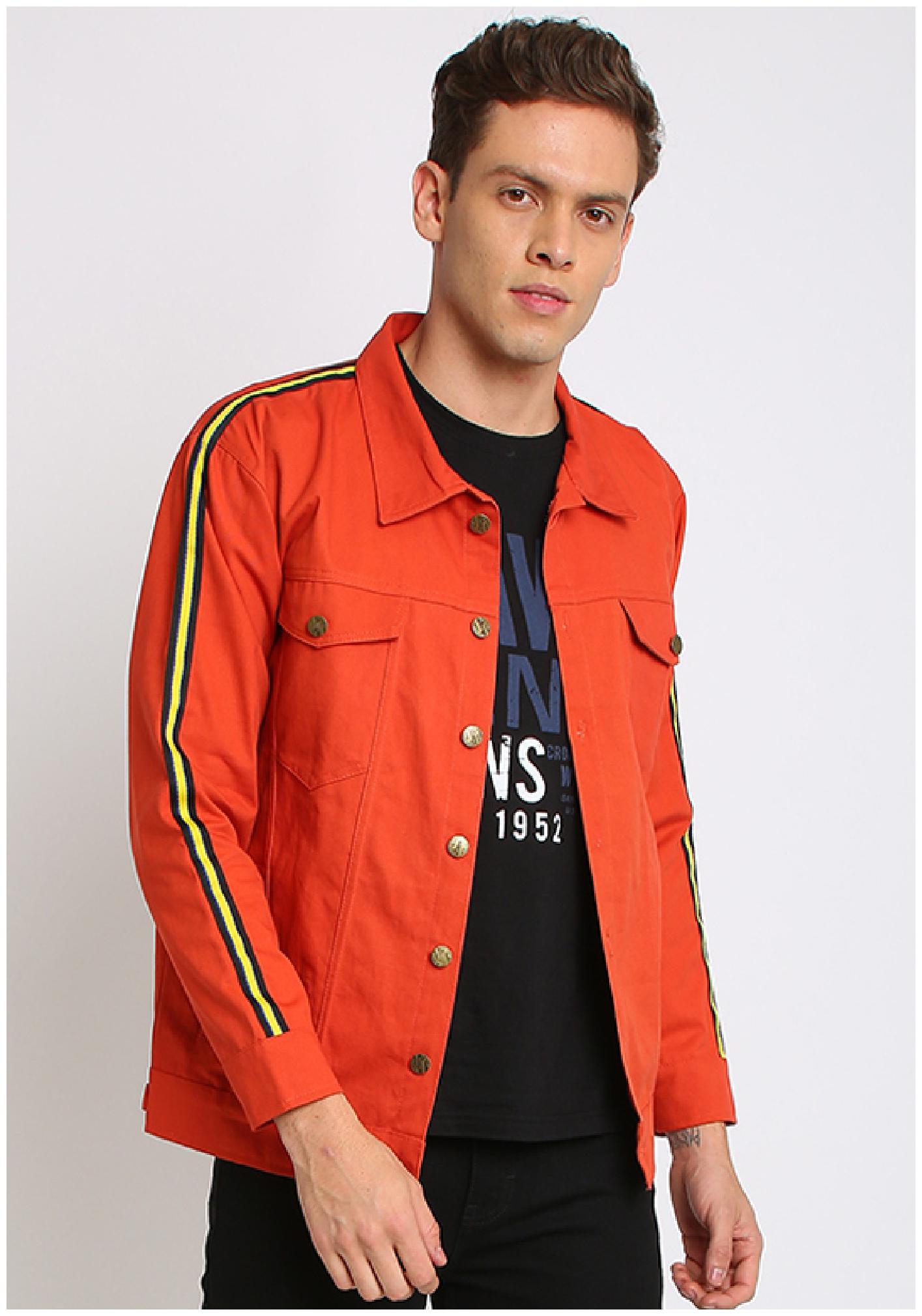 

VOXATI Men Orange Solid Denim jacket