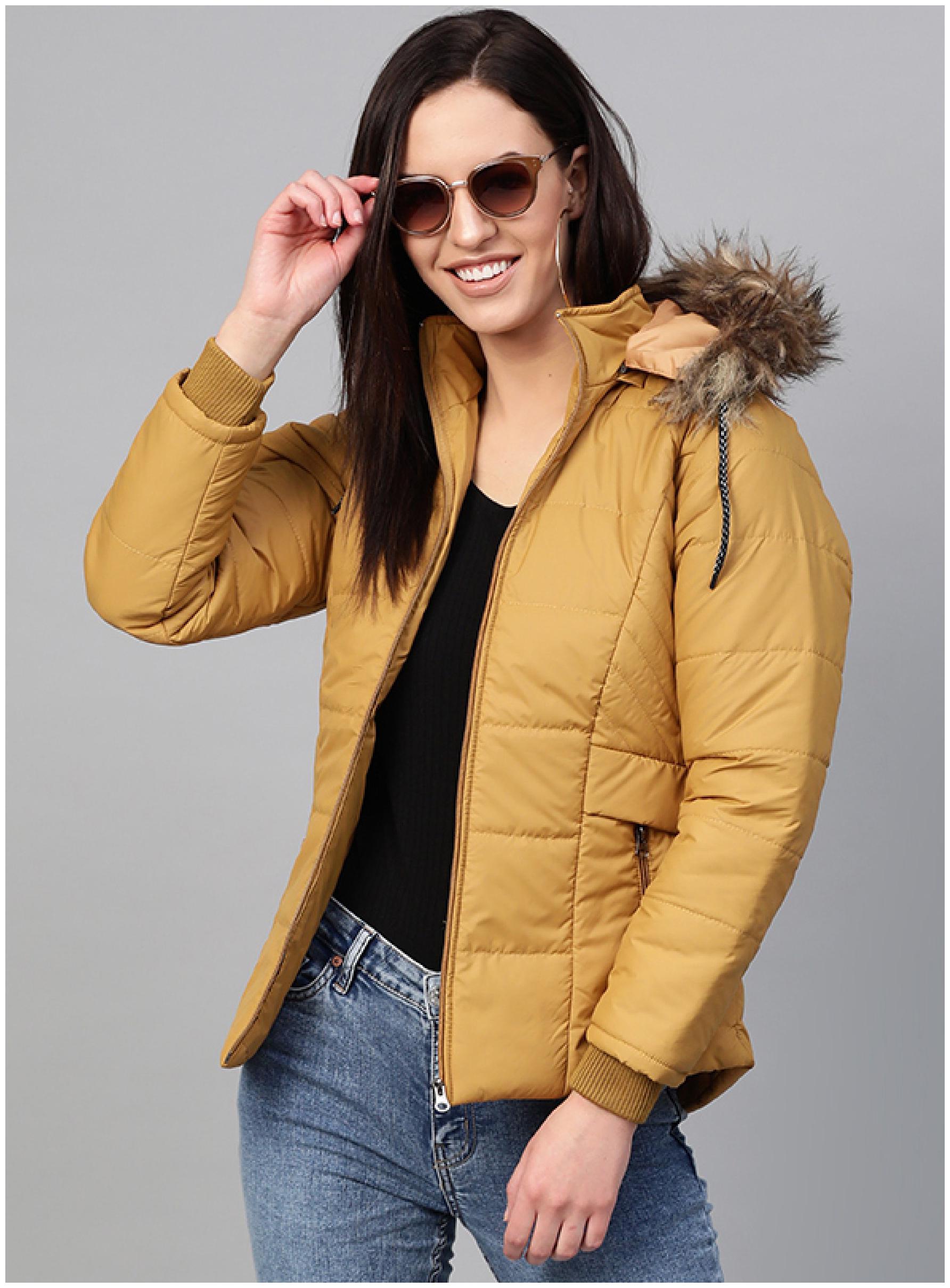 

VOXATI Women Solid Puffer Jacket - Yellow