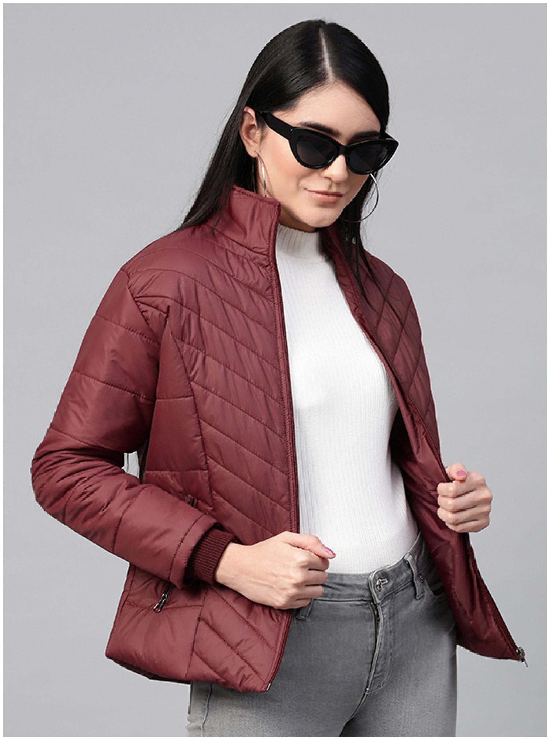 

VOXATI Women Solid Puffer Jacket - Maroon