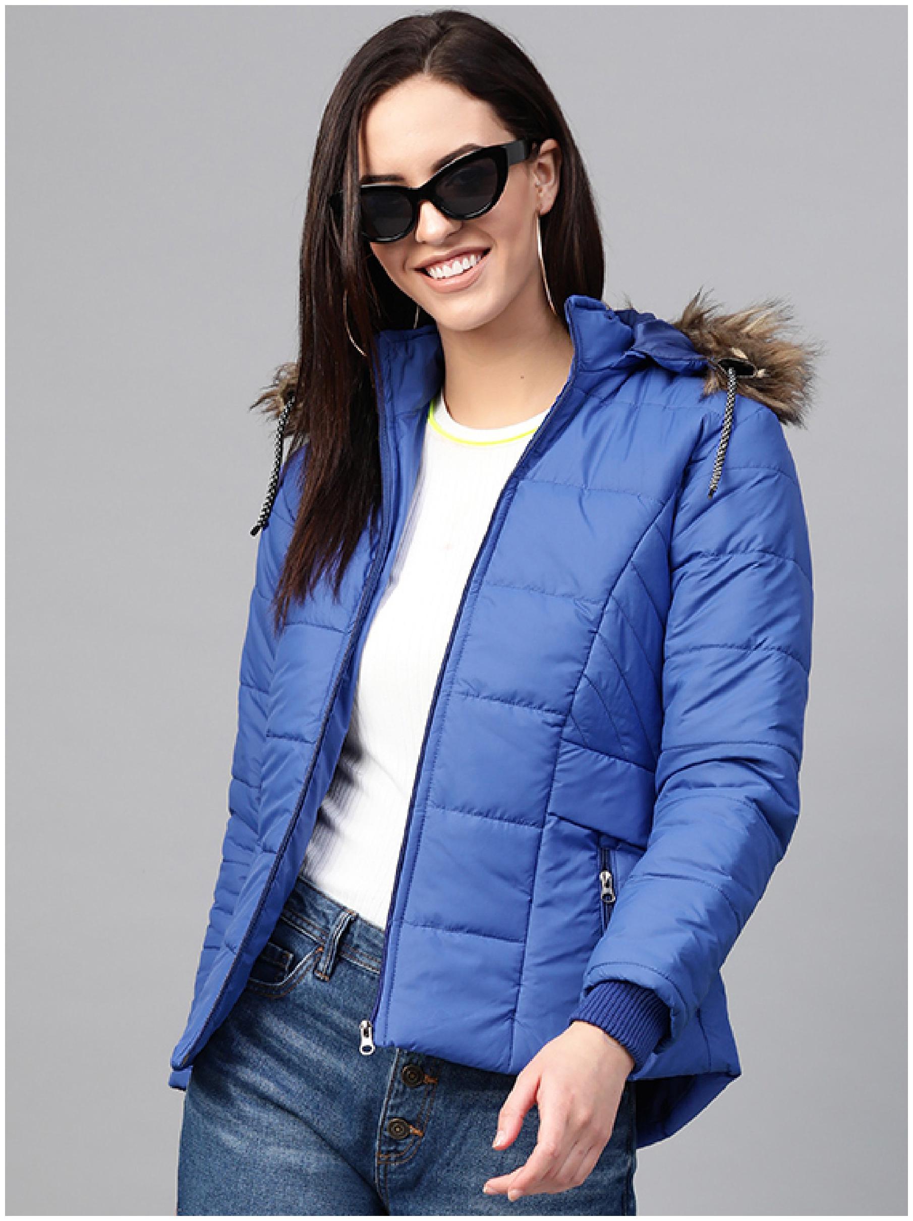 

VOXATI Women Solid Puffer Jacket - Blue