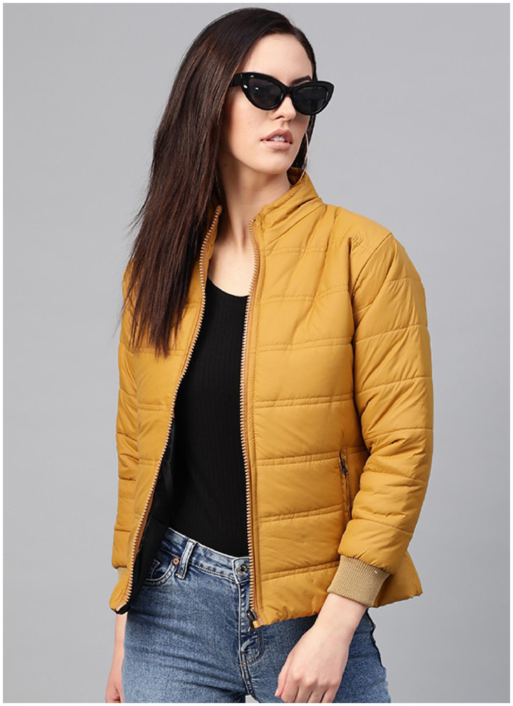 

VOXATI Women Solid Puffer Jacket - Yellow