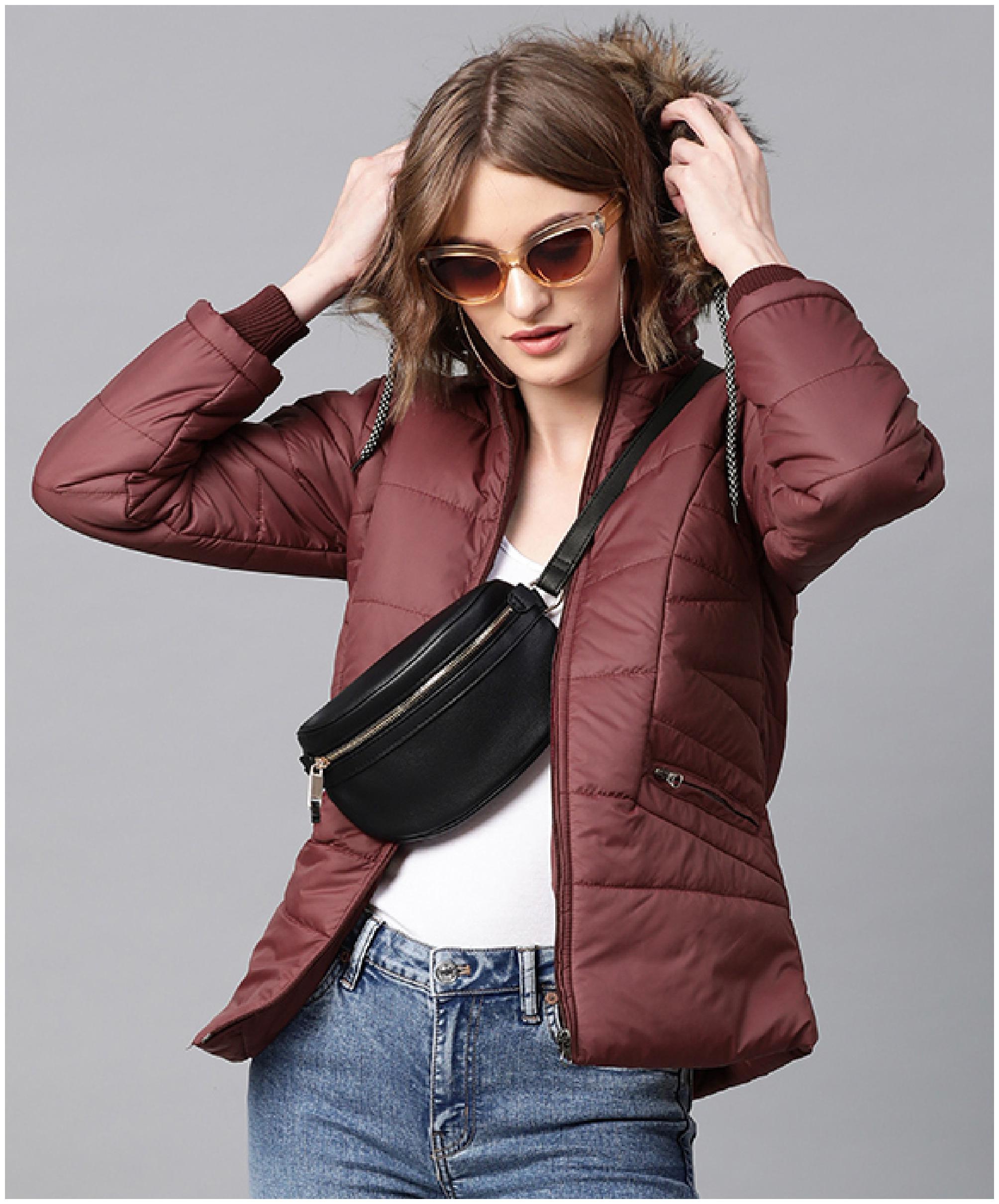 

VOXATI Women Solid Puffer Jacket - Maroon