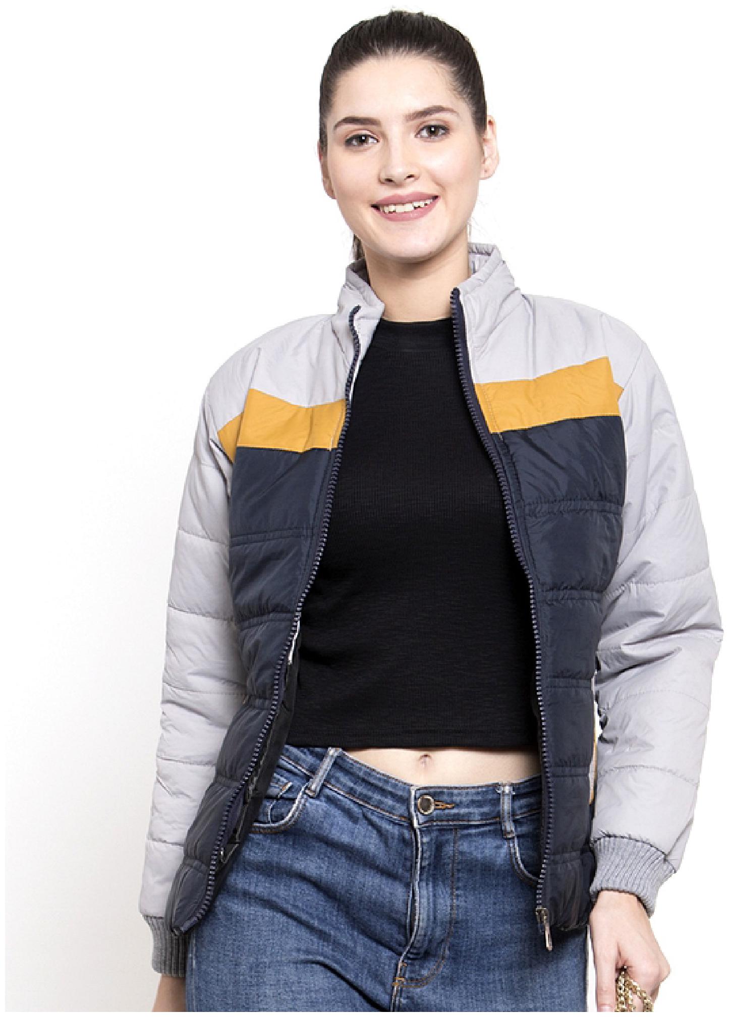 

VOXATI Women Colorblocked Puffer Jacket - Black
