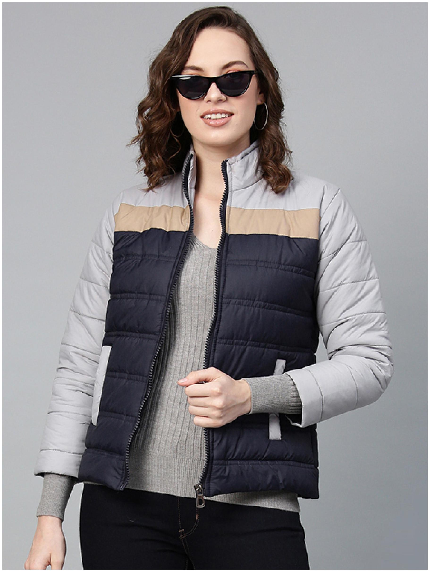 

VOXATI Women Colorblocked Puffer Jacket - Blue