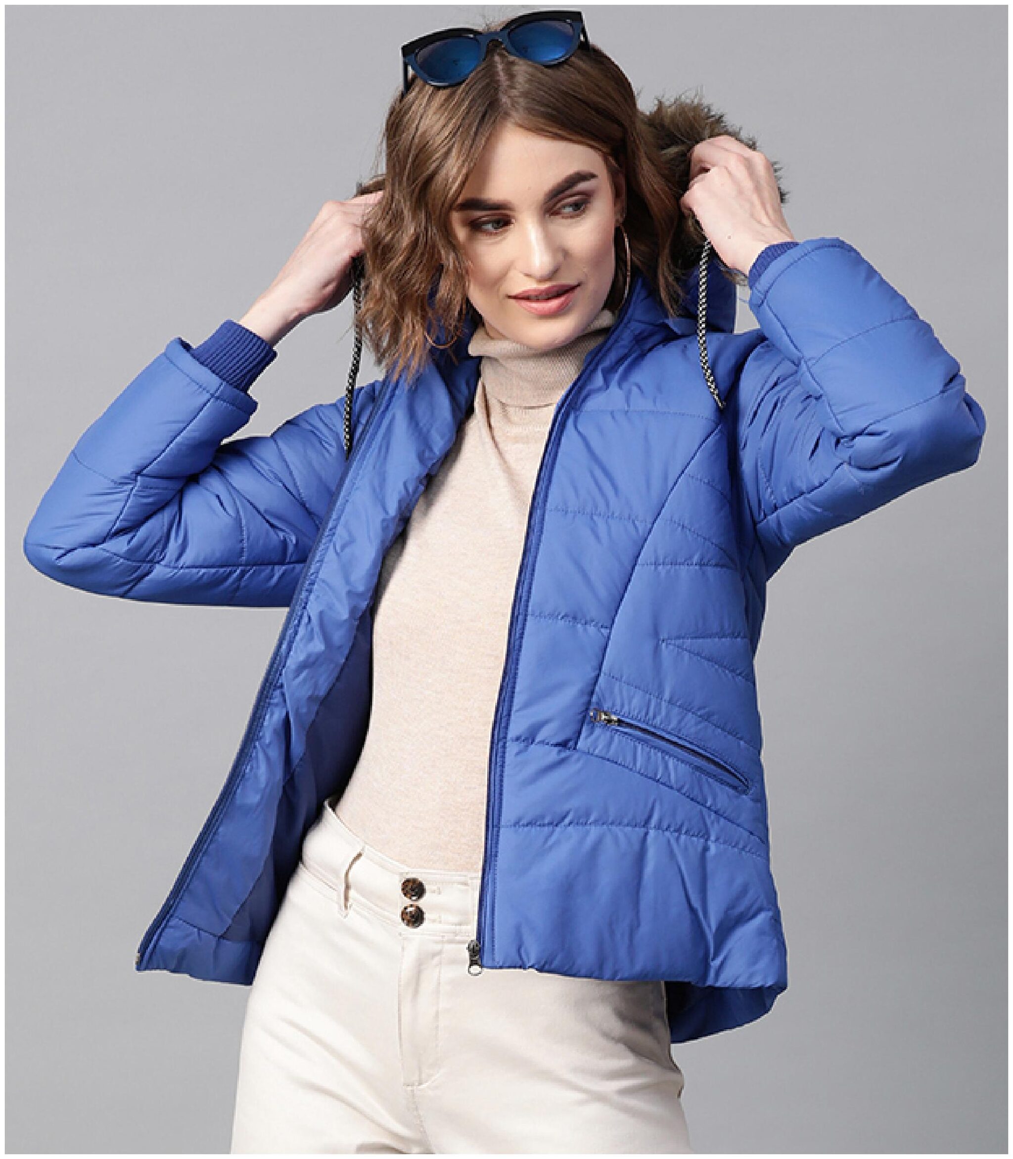 

VOXATI Women Solid Puffer Jacket - Blue