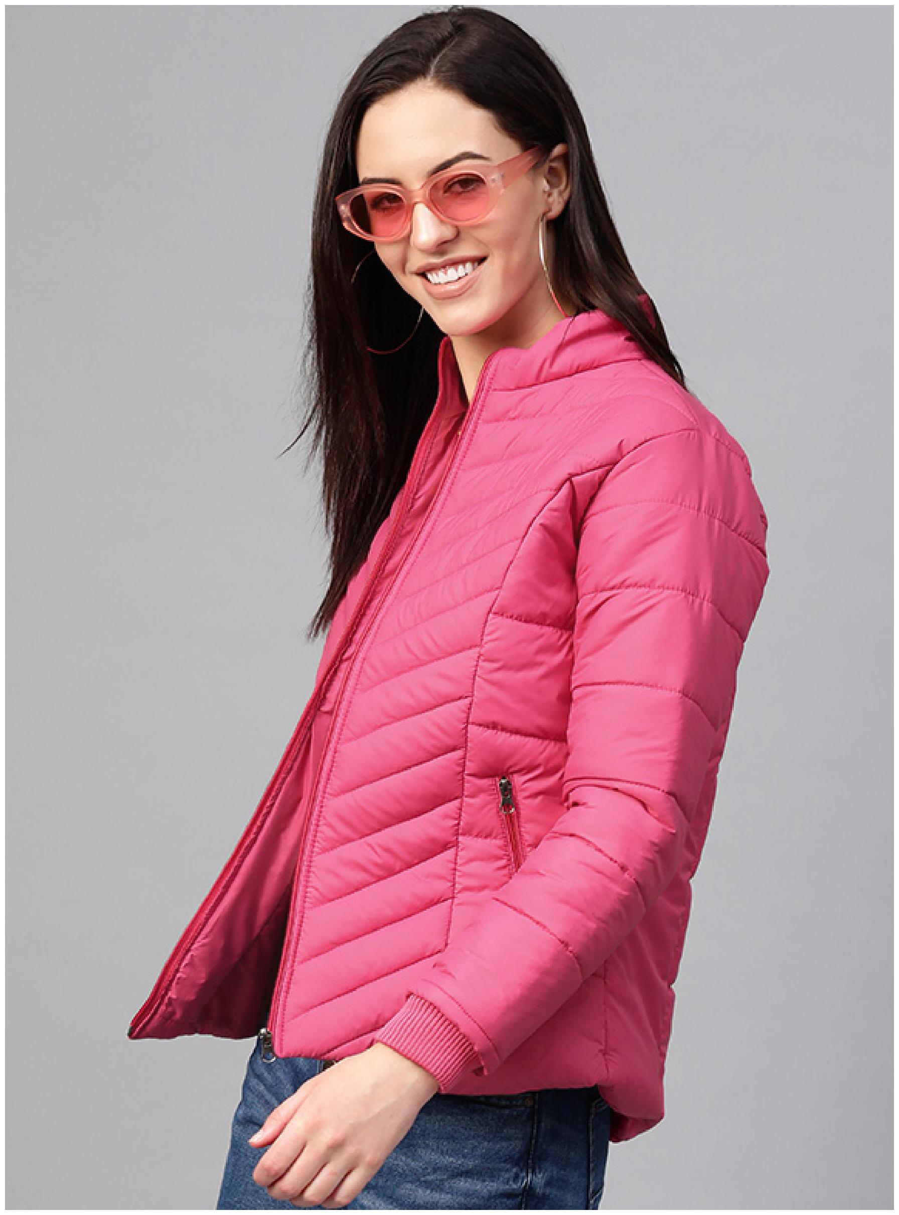 

VOXATI Women Solid Puffer Jacket - Pink