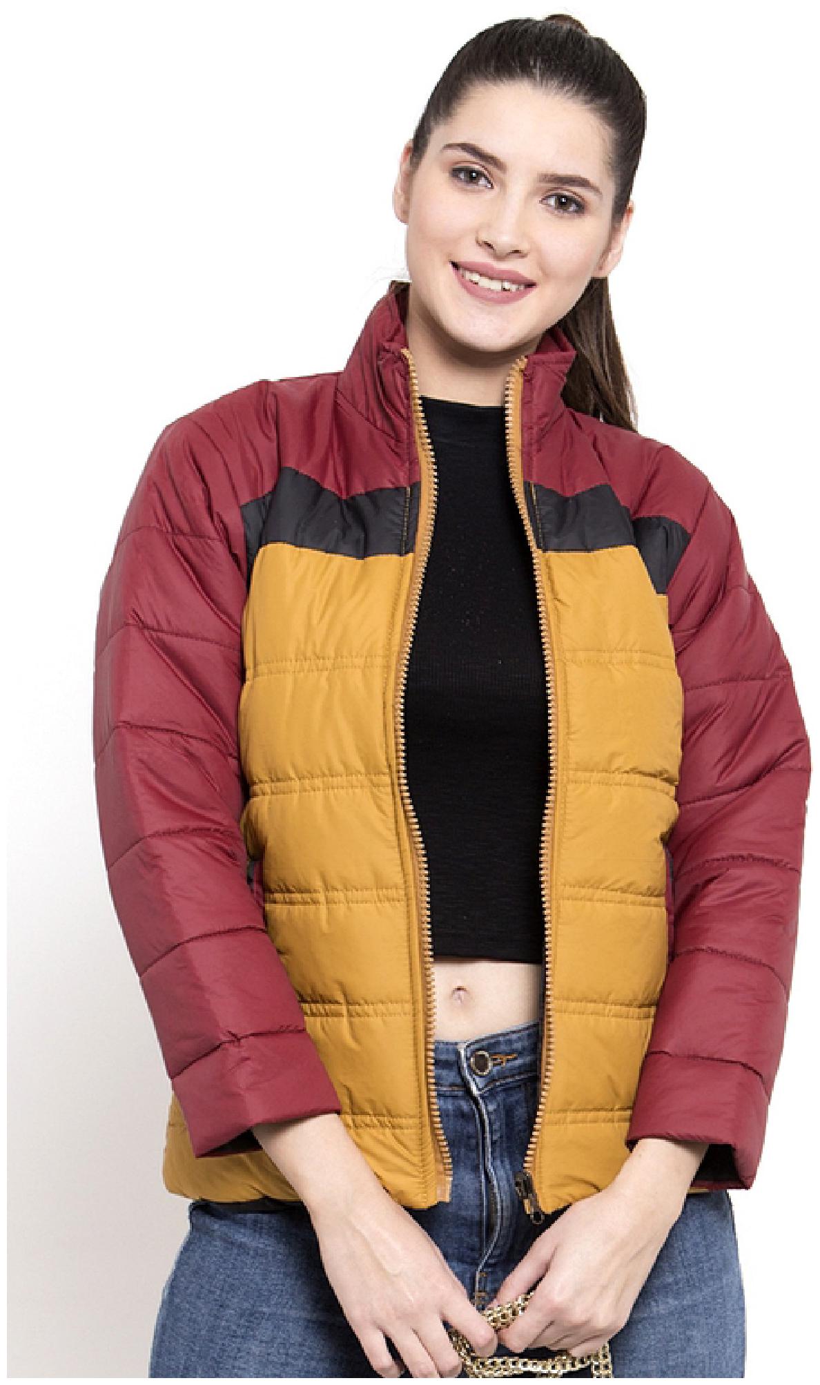 

VOXATI Women Colorblocked Puffer Jacket - Yellow
