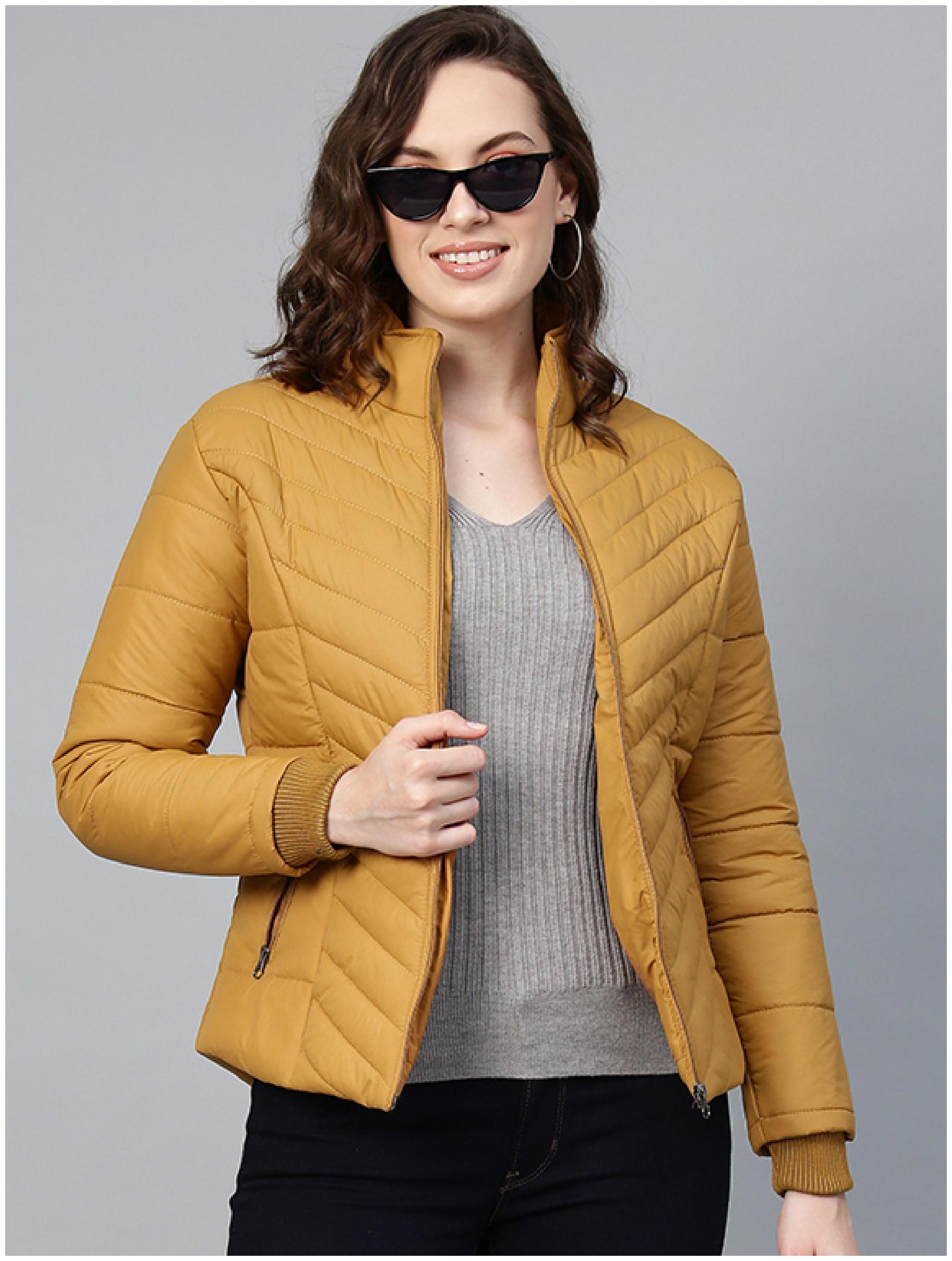 

VOXATI Women Solid Puffer Jacket - Yellow