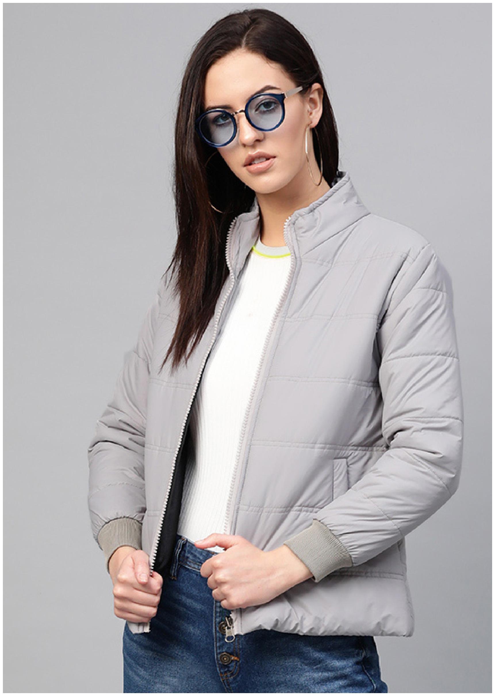 

VOXATI Women Solid Puffer Jacket - Grey