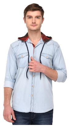 

VOXATI Men Blue Solid Slim Fit Casual Shirt