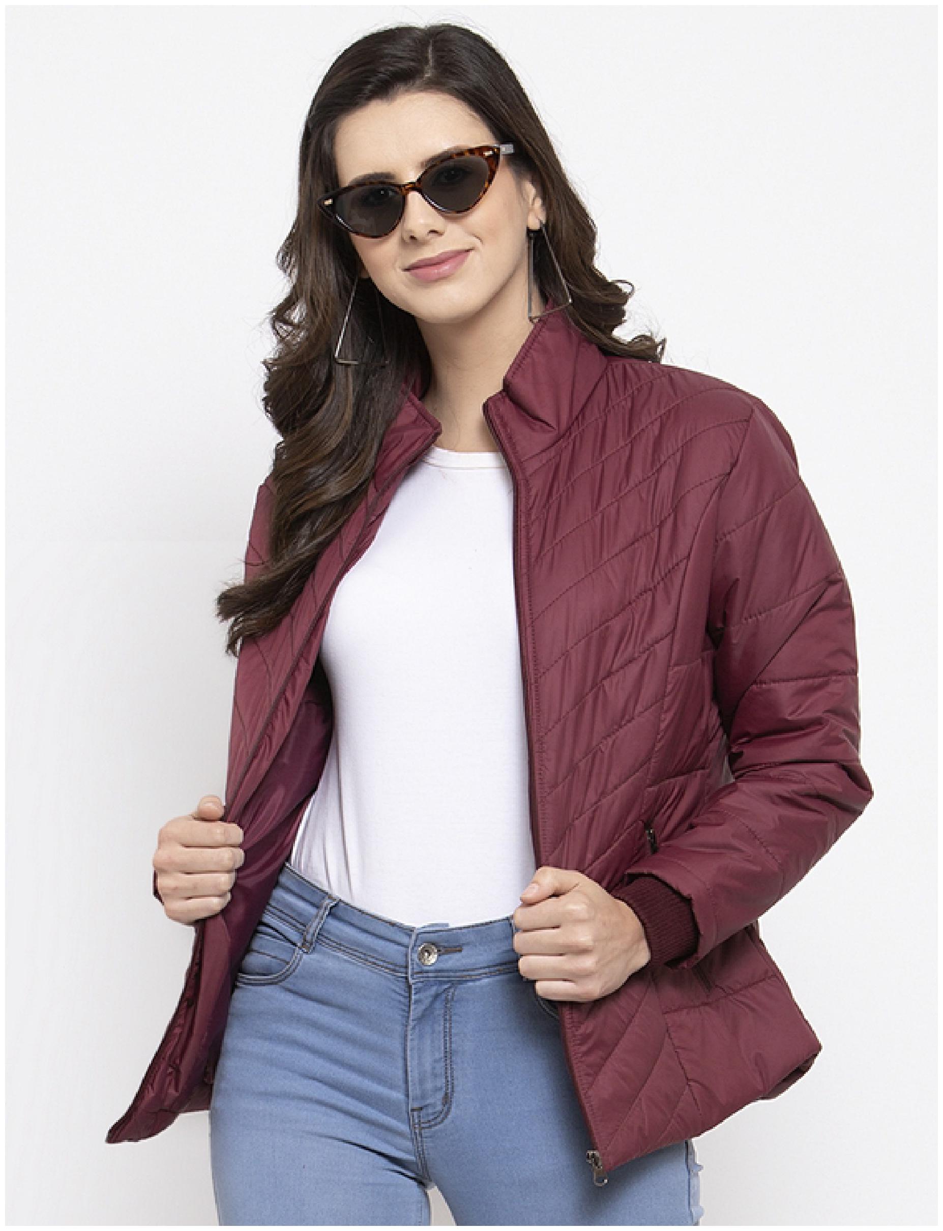 

VOXATI Women Solid Puffer Jacket - Maroon