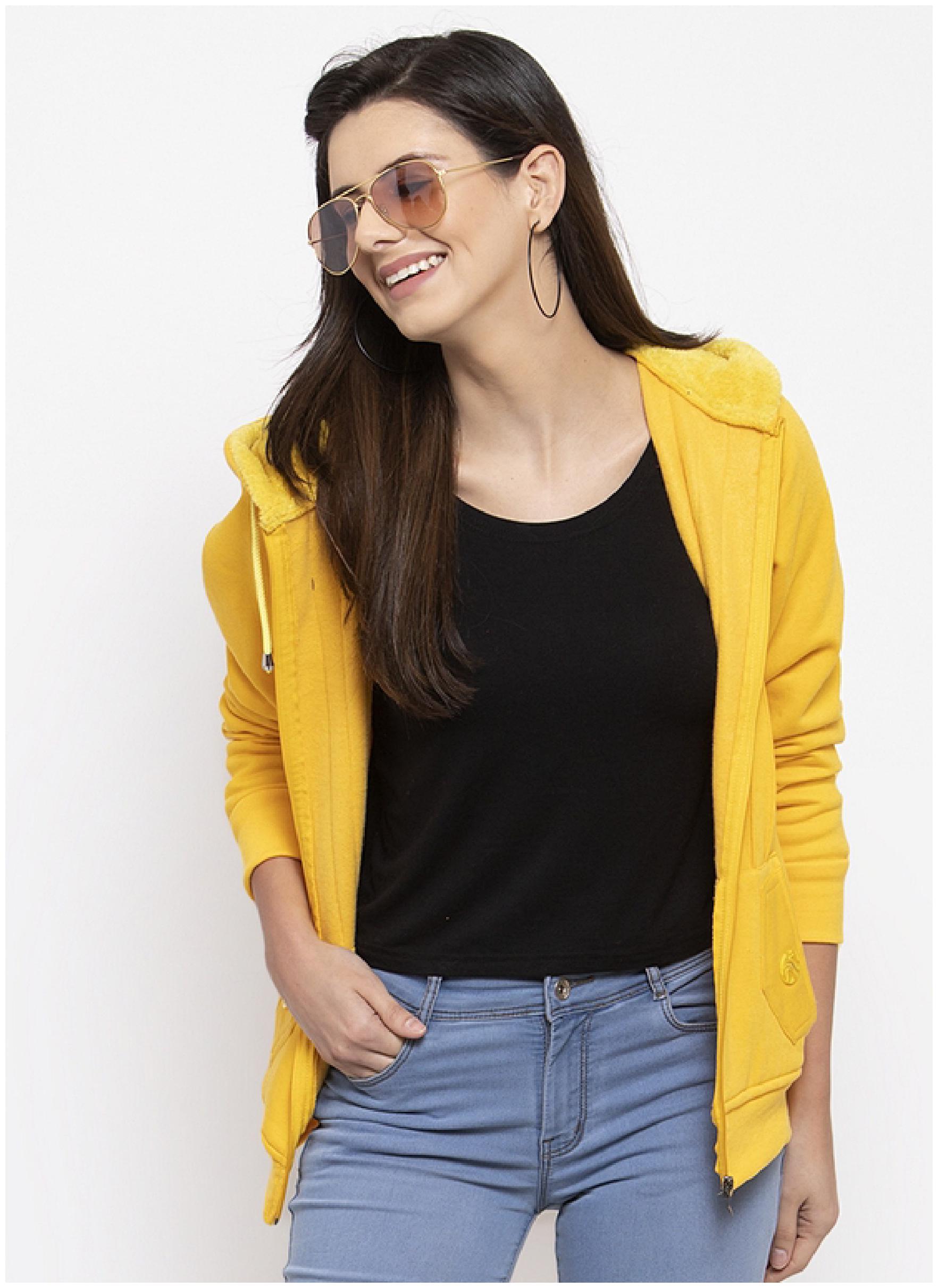 

VOXATI Women Solid Sweatshirt - Yellow