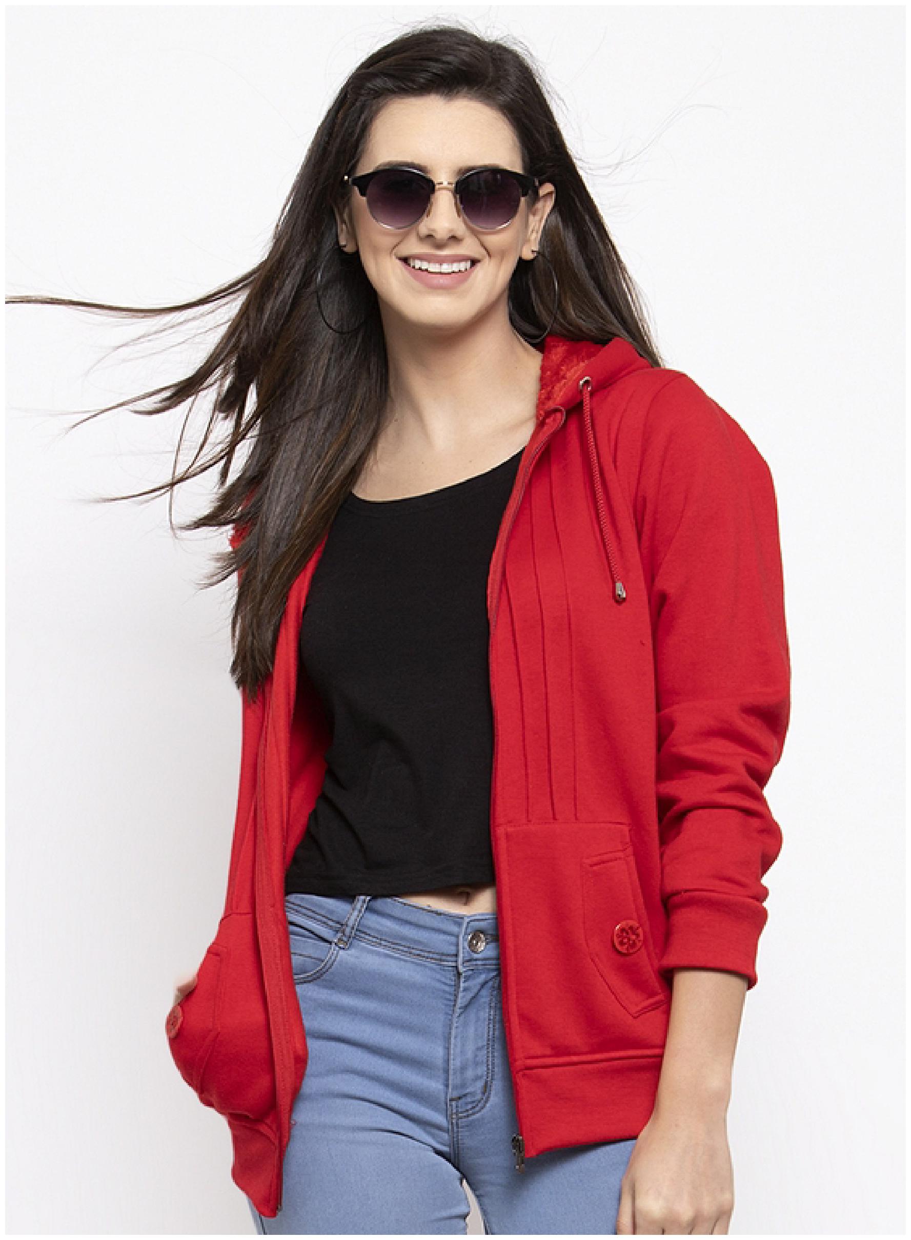 

VOXATI Women Solid Sweatshirt - Red