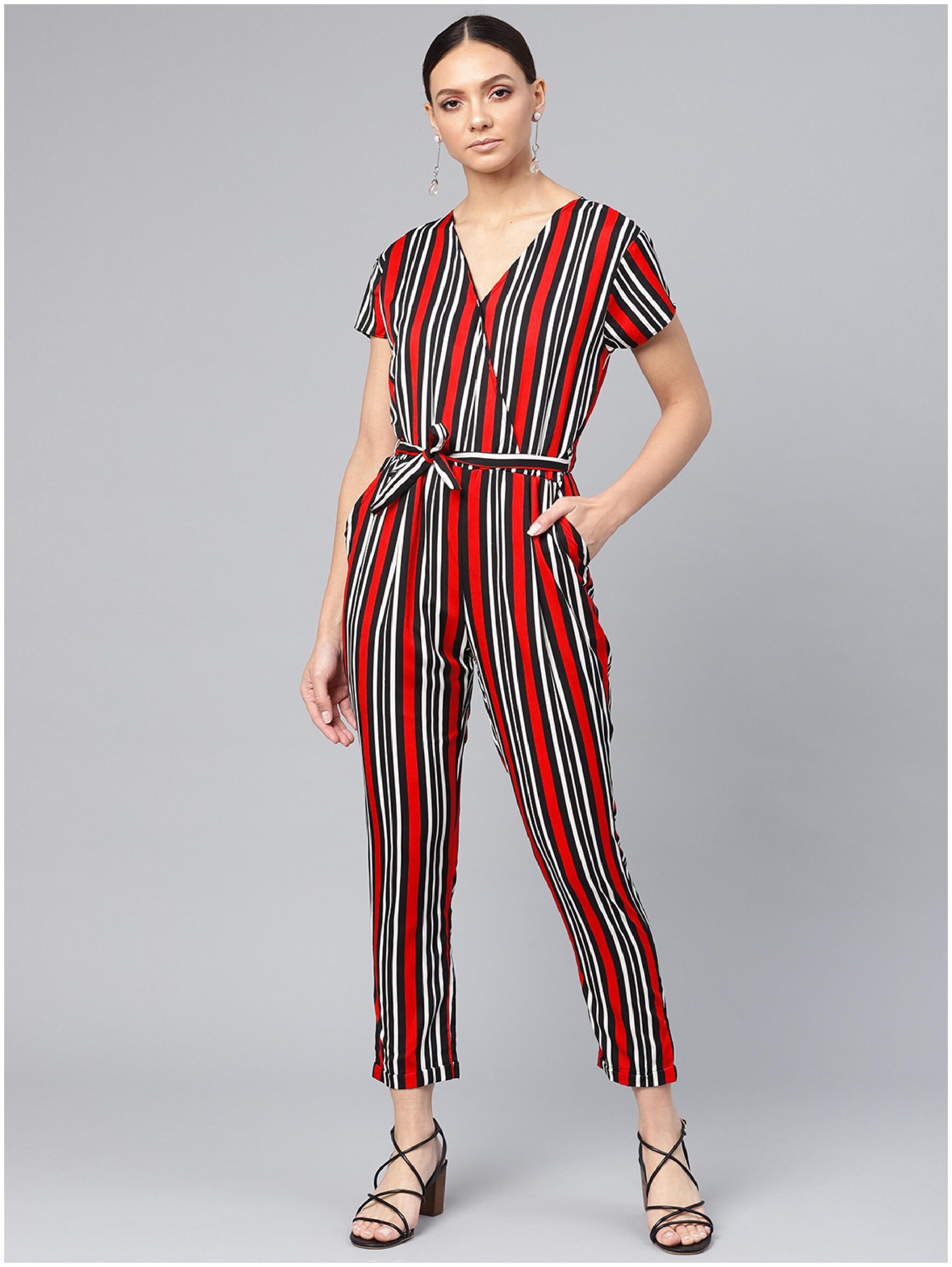 

VOXATI Striped Jumpsuit - Red