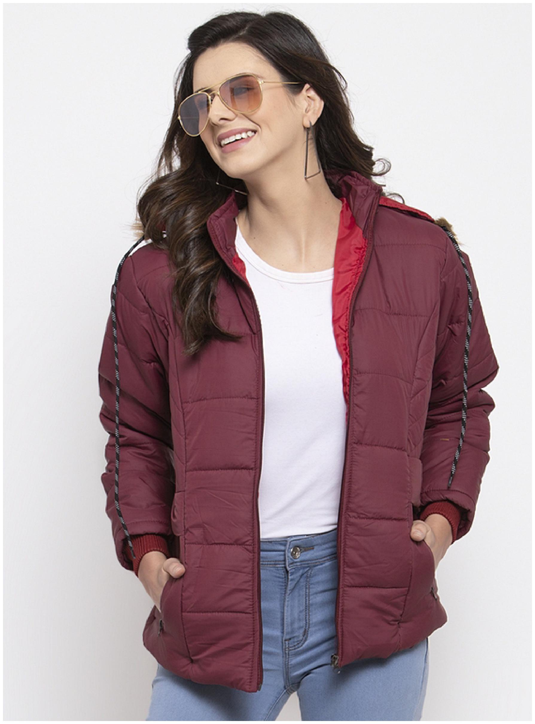 

VOXATI Women Solid Puffer Jacket - Purple