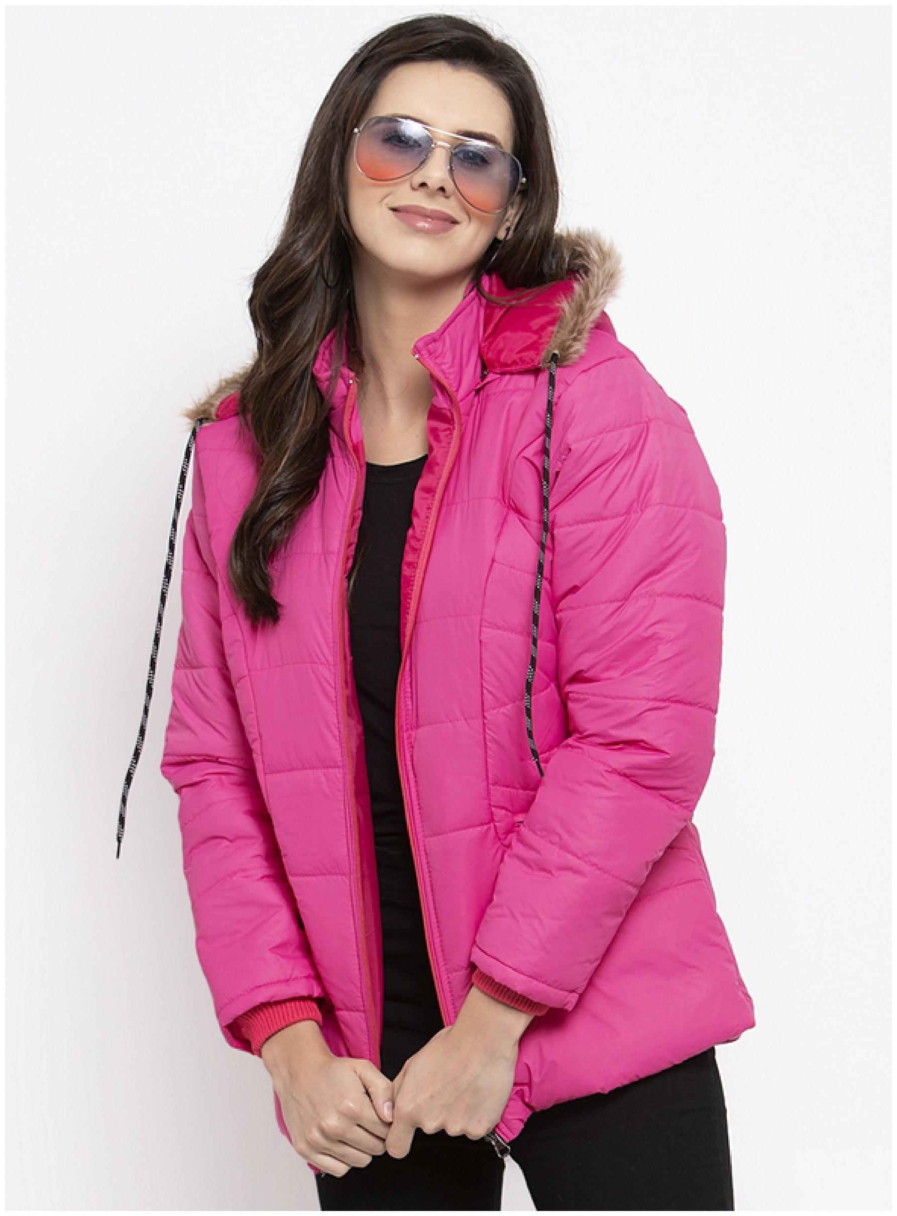 

VOXATI Women Solid Puffer Jacket - Pink