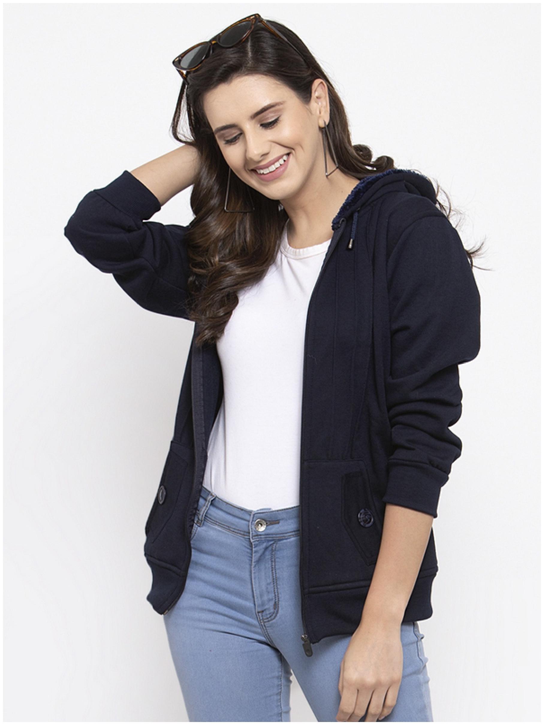 

VOXATI Women Solid Sweatshirt - Blue
