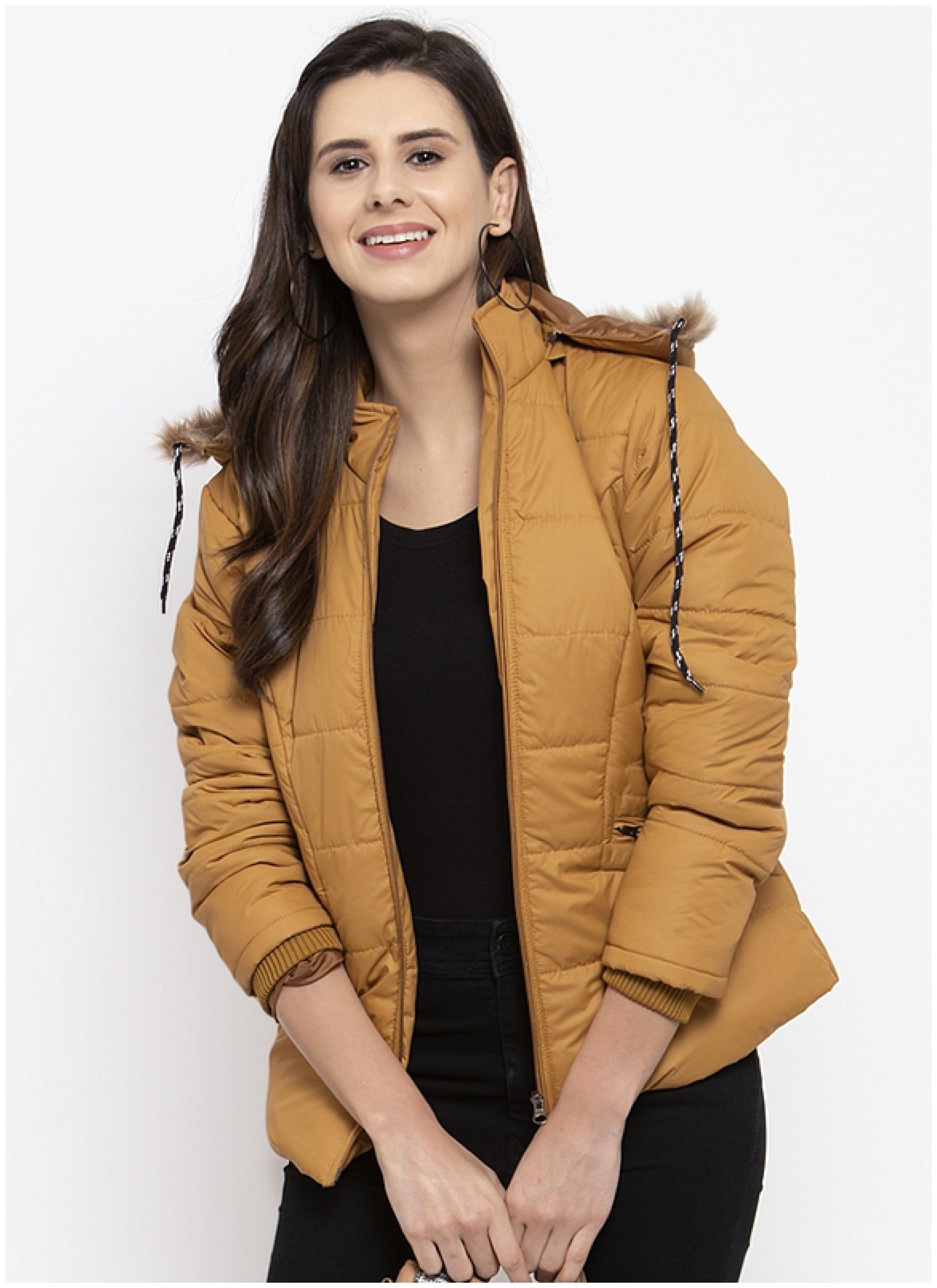 

VOXATI Women Solid Puffer Jacket - Yellow