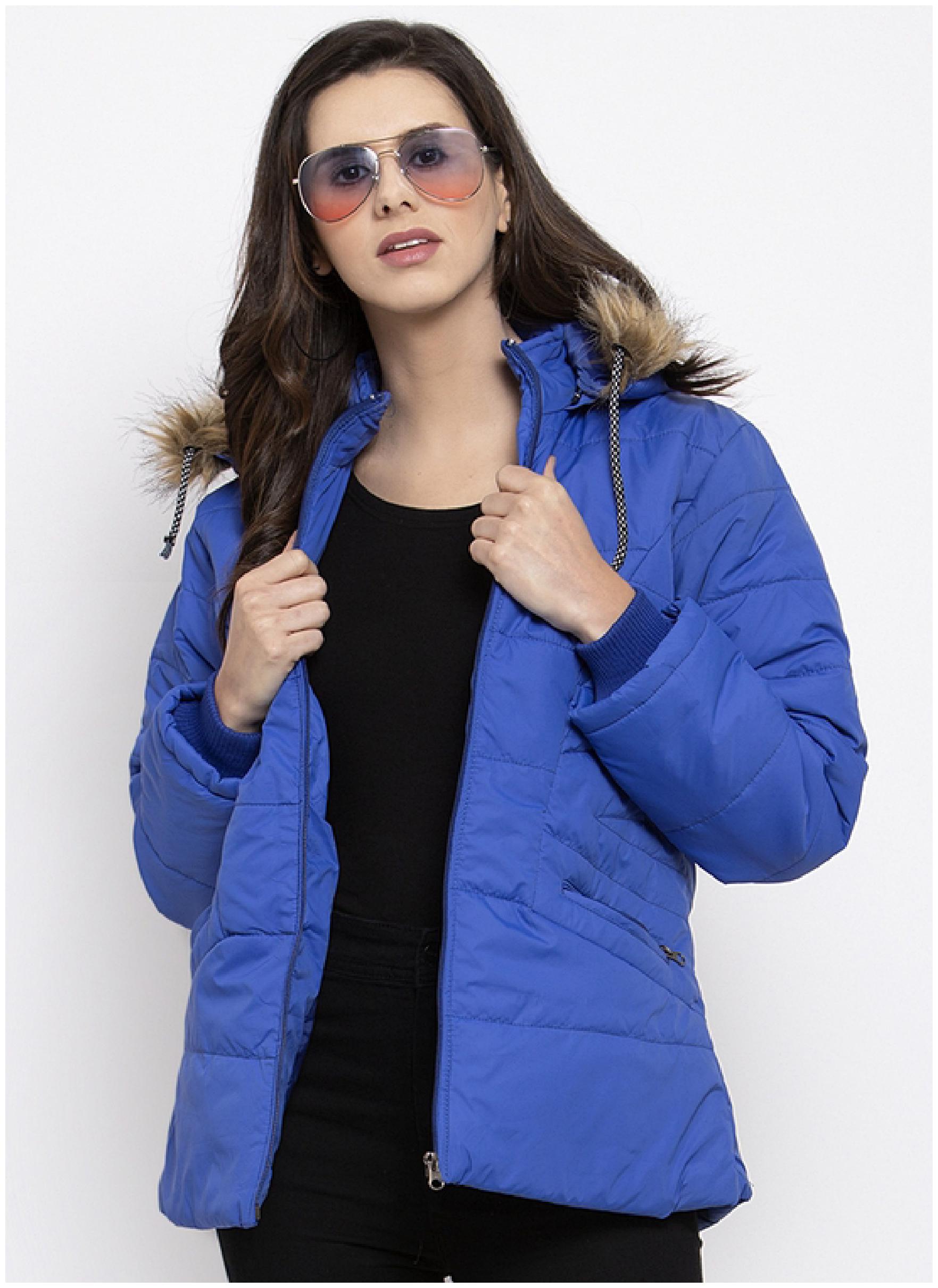 

VOXATI Women Solid Puffer Jacket - Blue