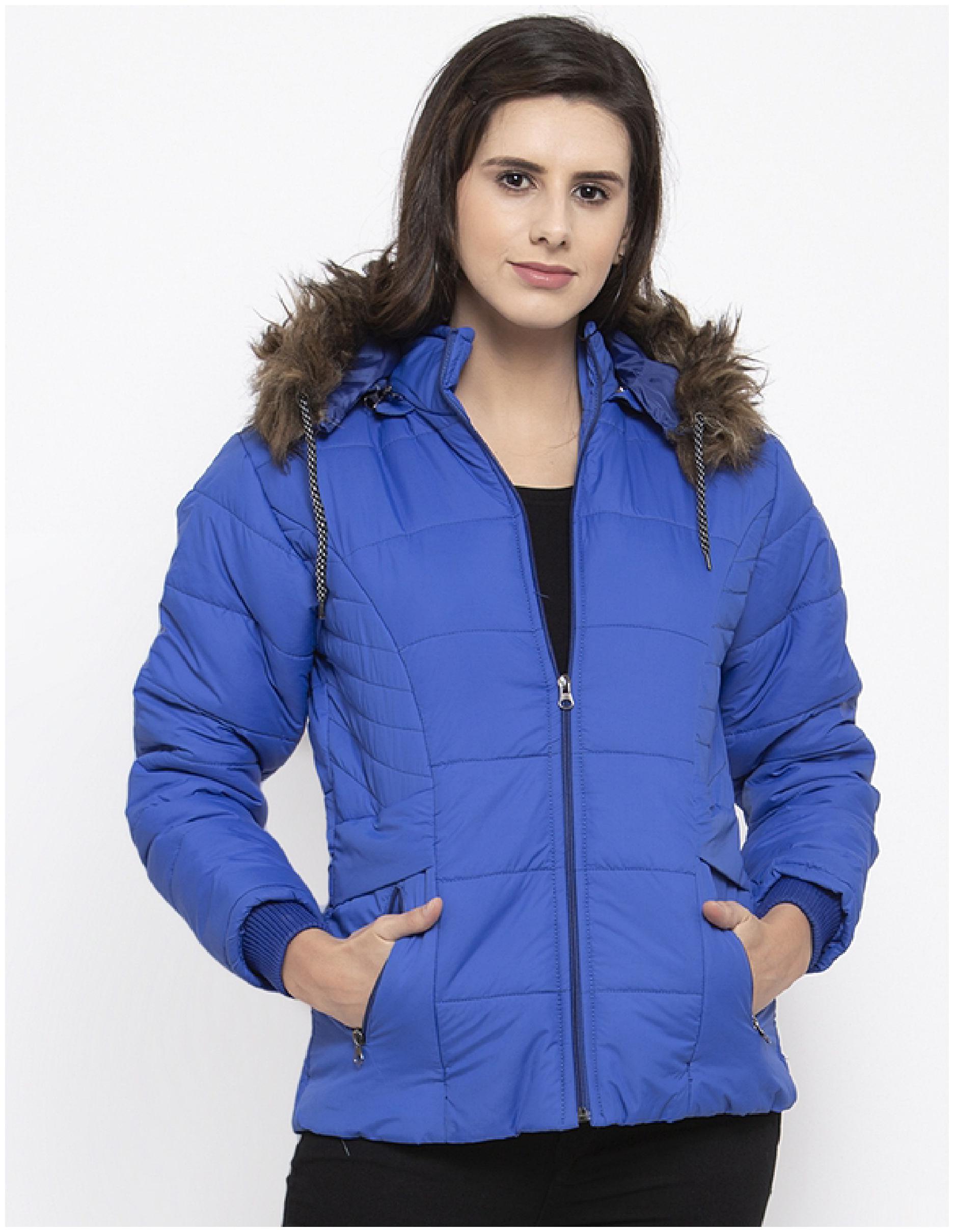 

VOXATI Women Solid Puffer Jacket - Blue