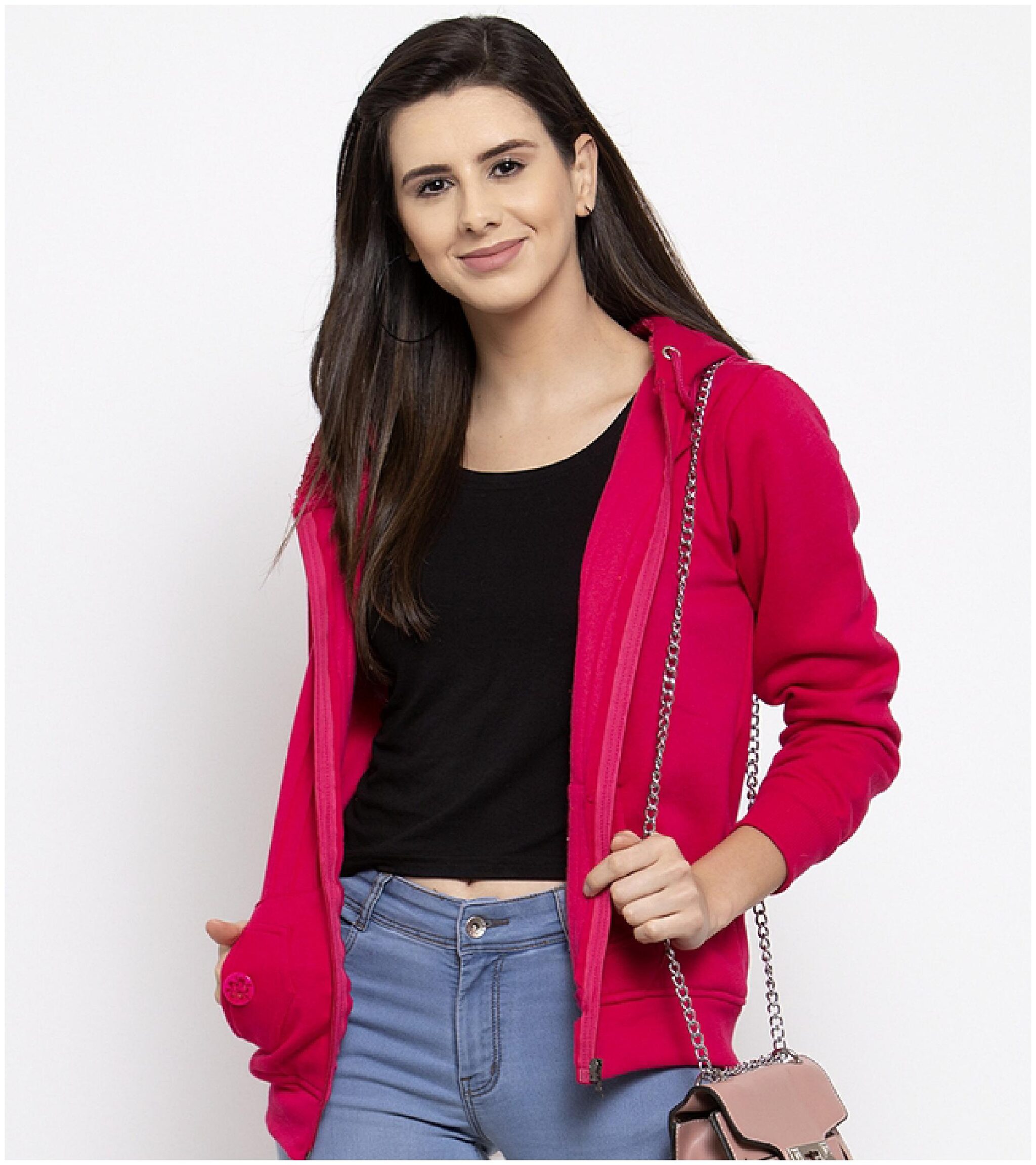 

VOXATI Women Solid Sweatshirt - Pink