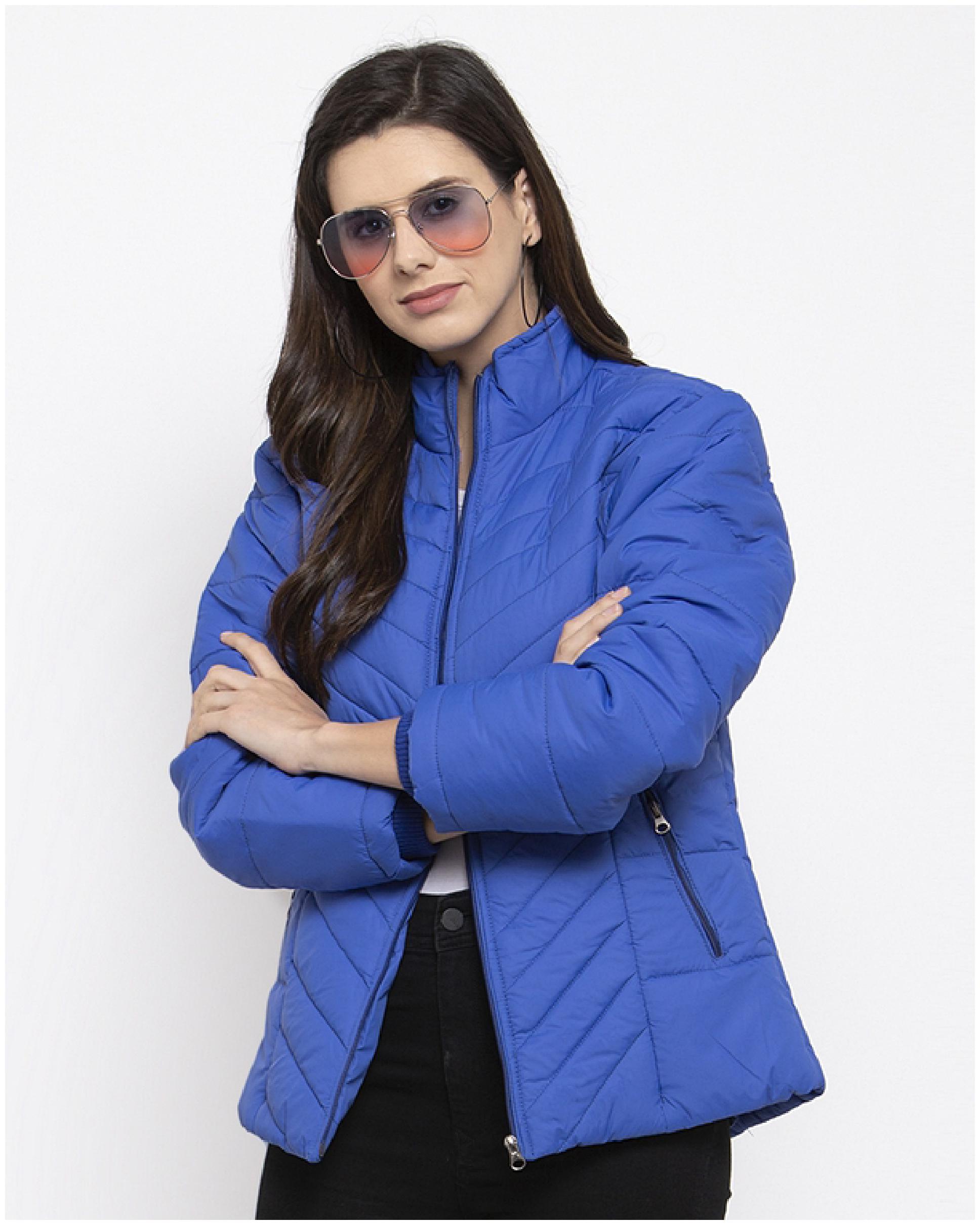 

VOXATI Women Solid Puffer Jacket - Blue