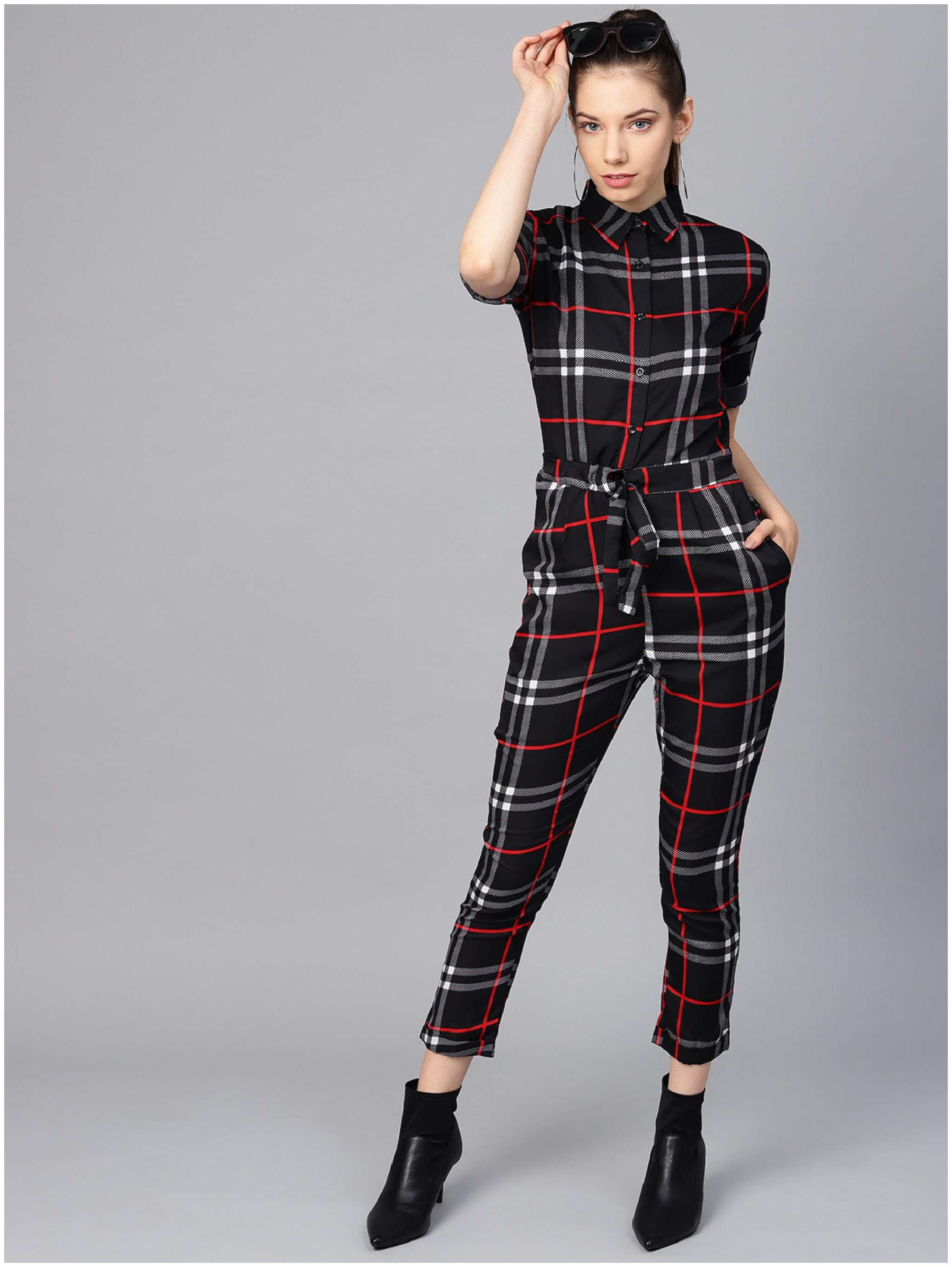 

VOXATI Checked Jumpsuit - Black