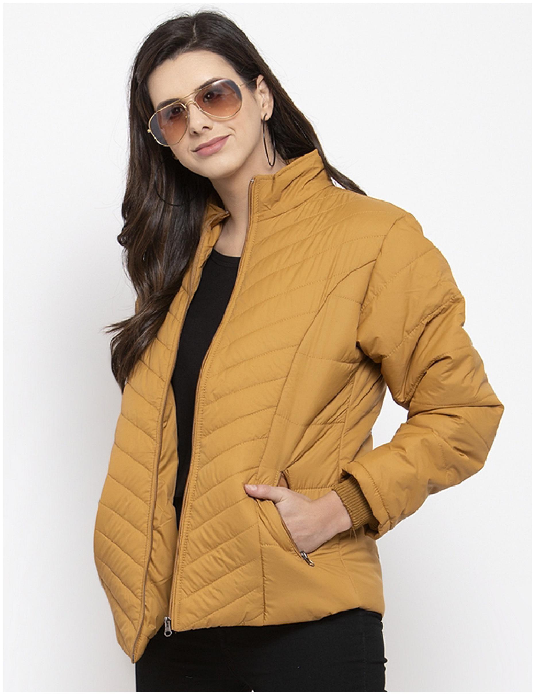 

VOXATI Women Solid Puffer Jacket - Mustard