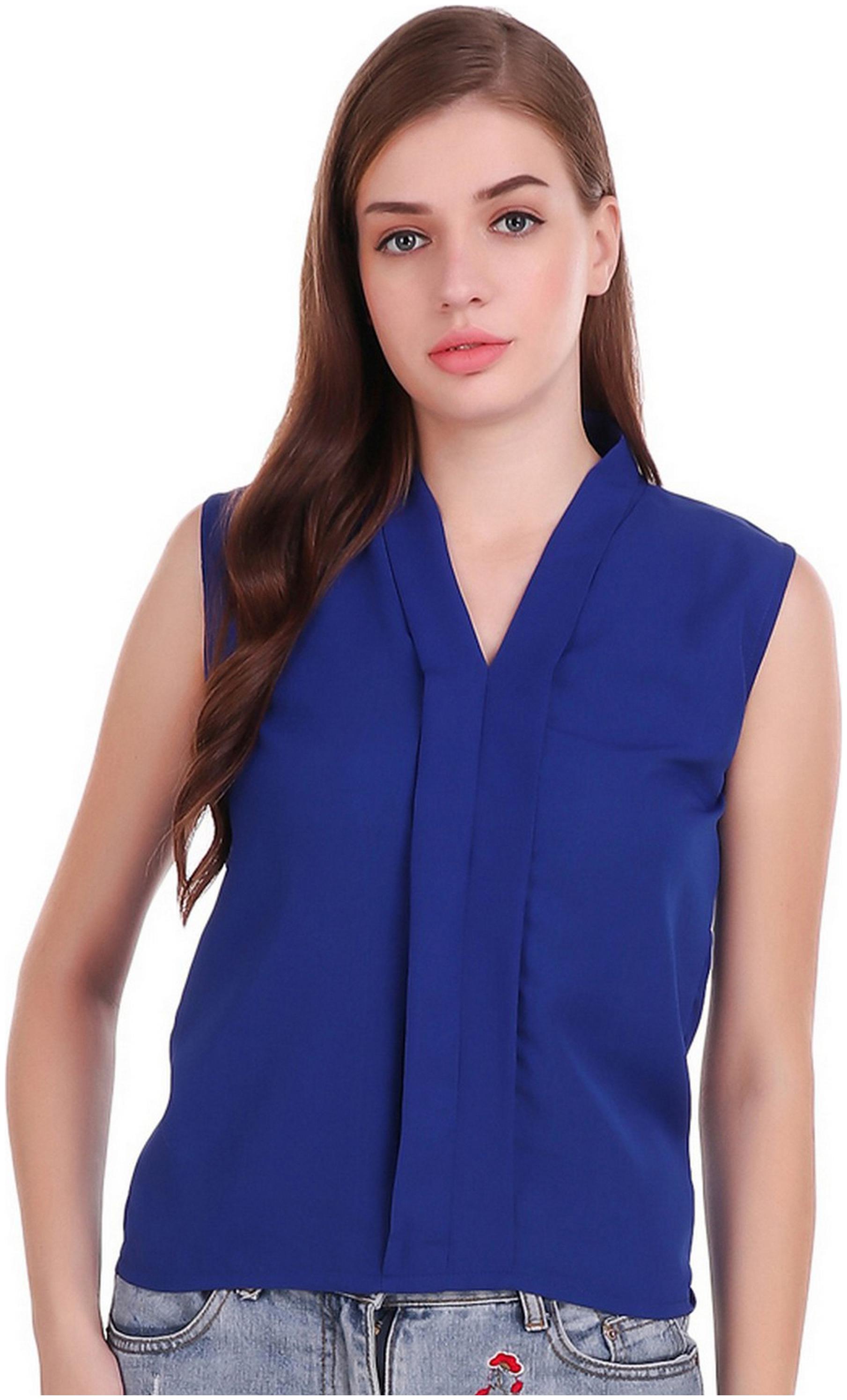 

VOXATI Women Solid Regular top - Blue