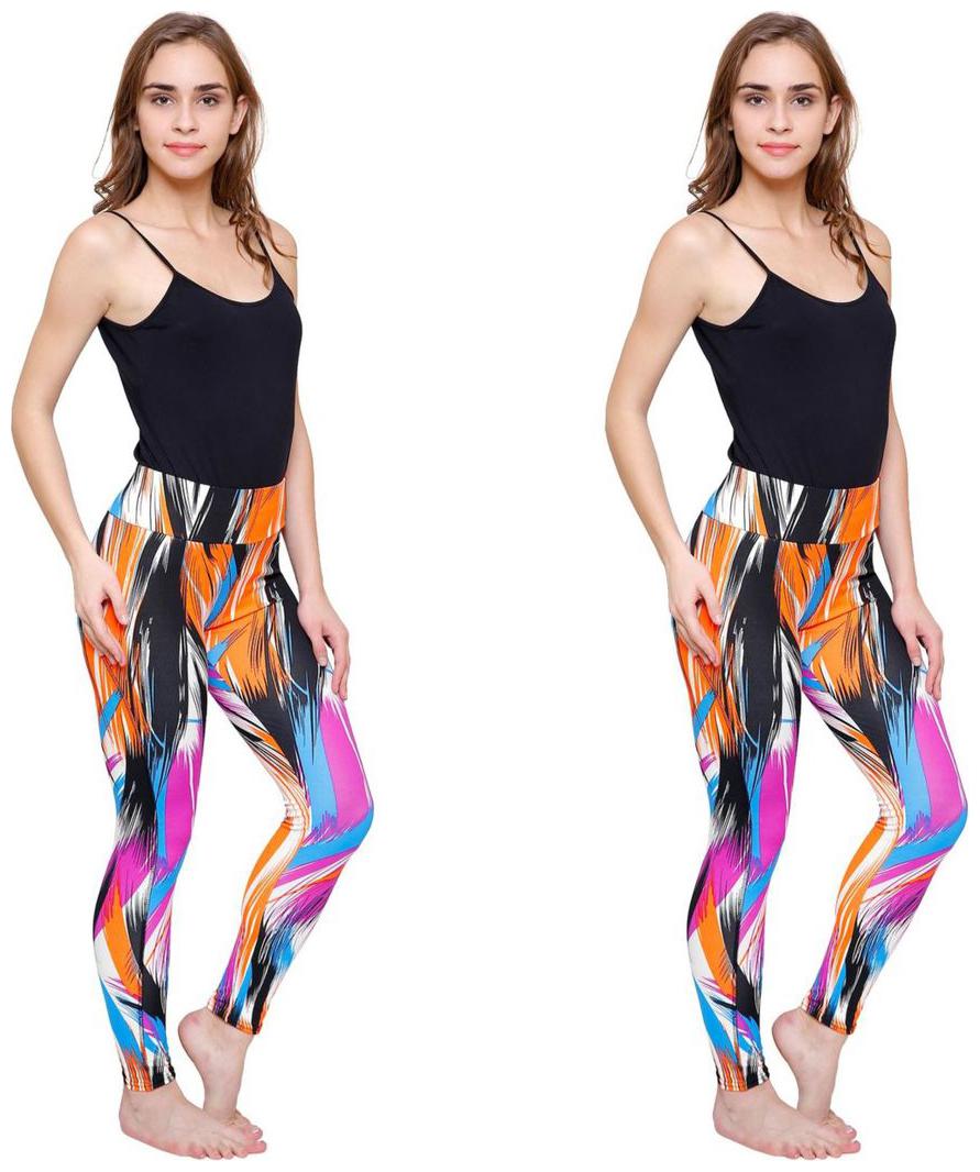 

Vritraz Women s Buttery Soft Popular 3D Digital Printed Full Length Legging (Pack of 2)