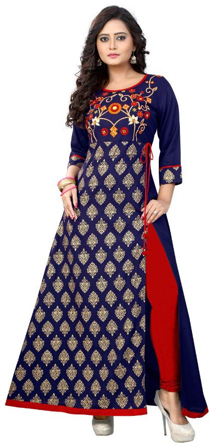 

VS FAB Women Blue Embroidered Anarkali Kurta