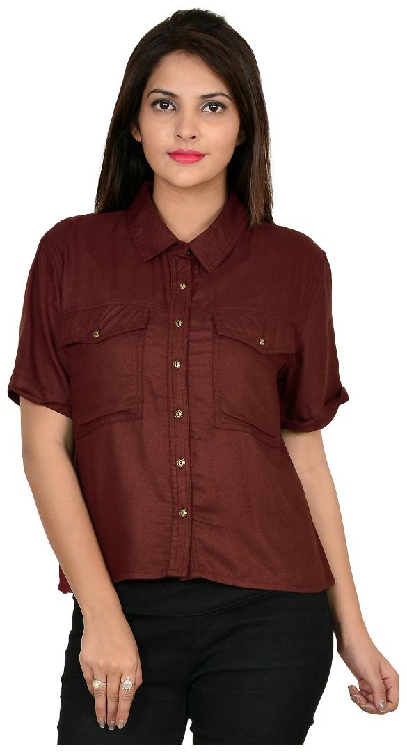 

VS FASHION Women Maroon Solid Regular Fit Shirt