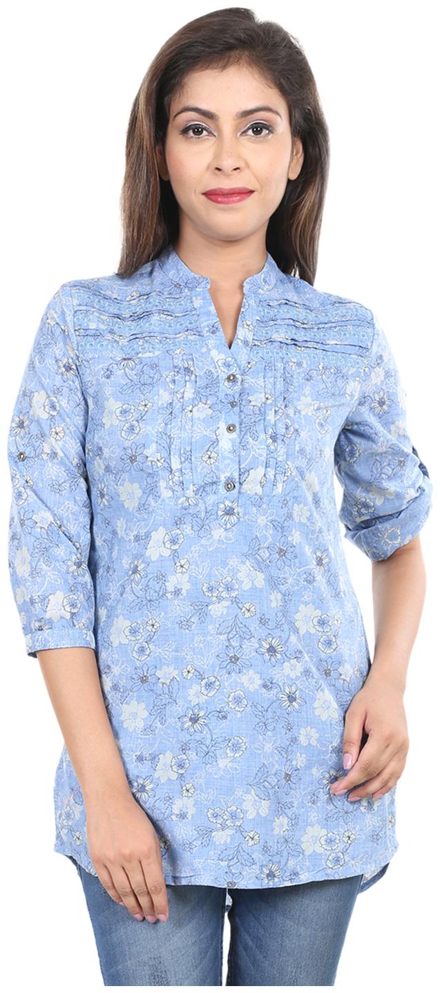 

VS FASHION Women s Casual Floral Print Poly-Cotton Top