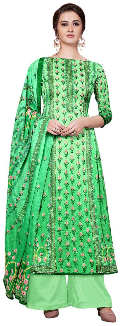 

VSALES Women Georgette Floral Kurta Bottom Dupatta Green
