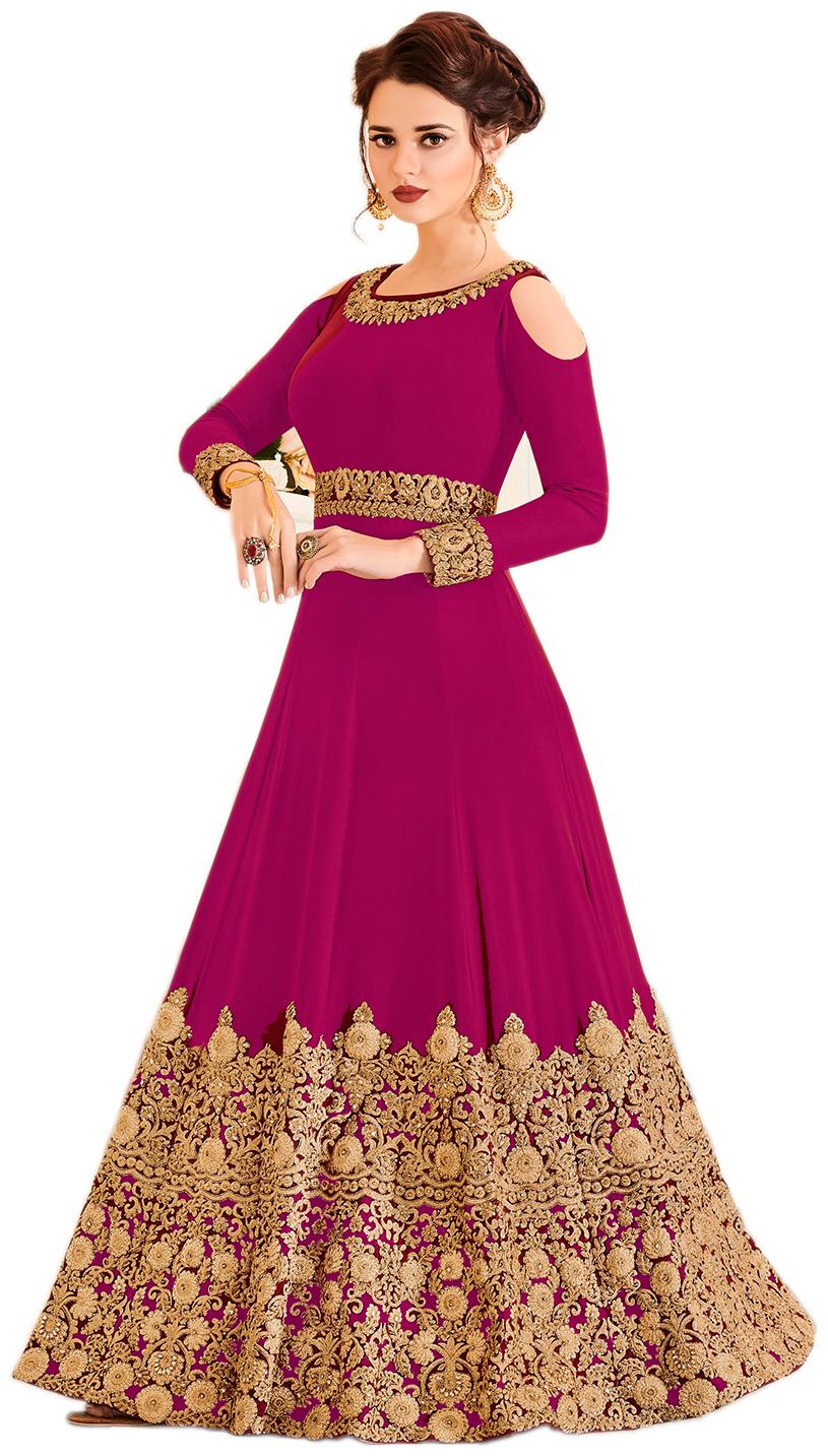 

Vshtravya Fab Women s Anarkali Poly Georgette Semi Stitched Pink Kurta Bottom