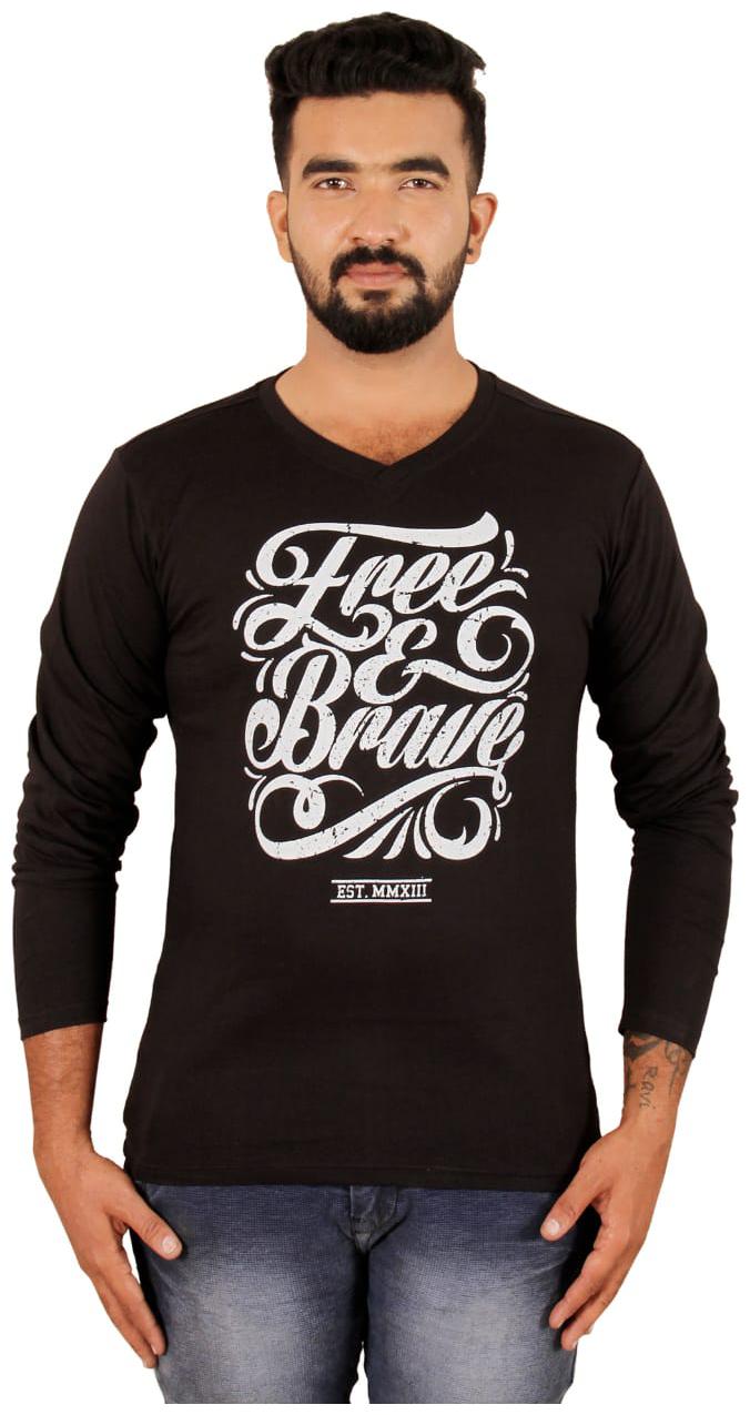 

VUYHAZ 100 COTTON MEN S BLACK V NECK T SHIRT