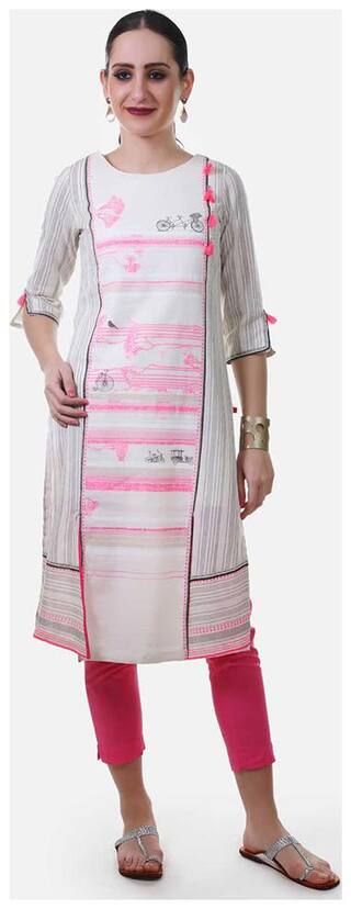 W Women White Printed Straight Kurta