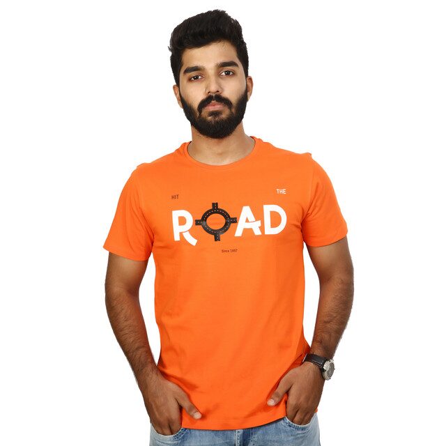 

WANDERA Men Orange Slim fit Cotton Round neck T-Shirt - Pack Of 1